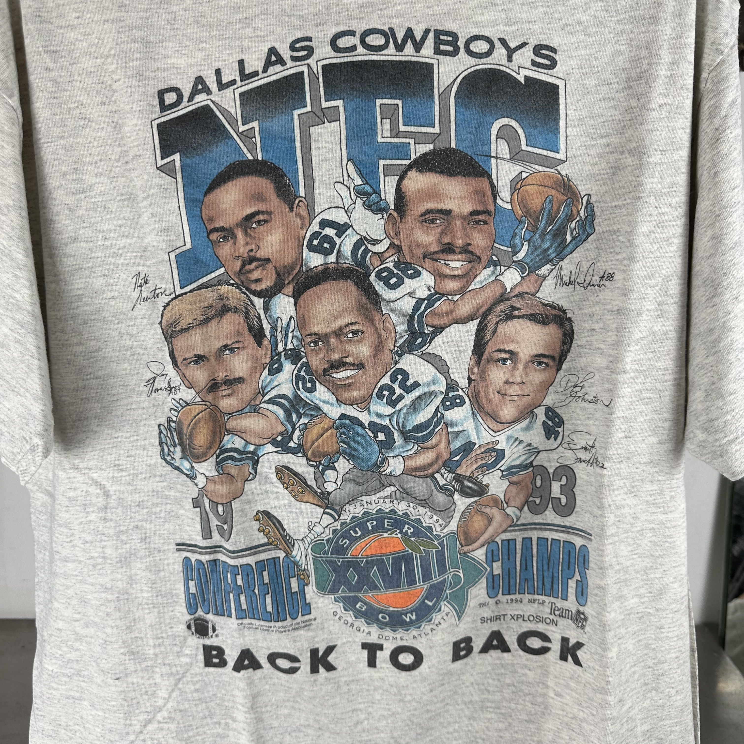 Vintage ​1993 Dallas Cowboys NFC Conference Champs Caricature Tee Size US XL / EU 56 / 4 - 2 Thumbnail
