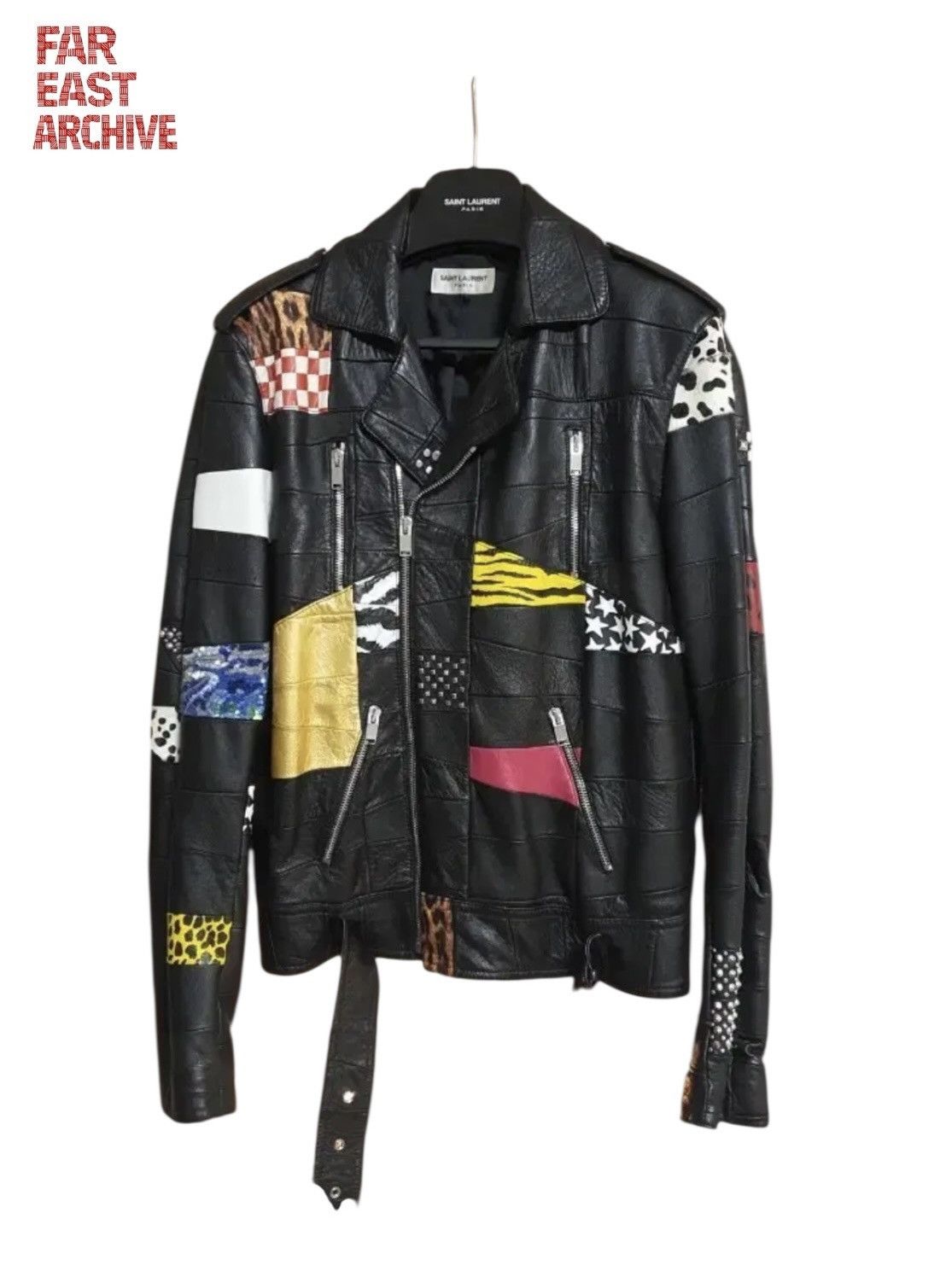Saint Laurent Paris Saint Laurent Hedi Slimane Patchwork Leather Jacket Size US S / EU 44-46 / 1 - 1 Thumbnail