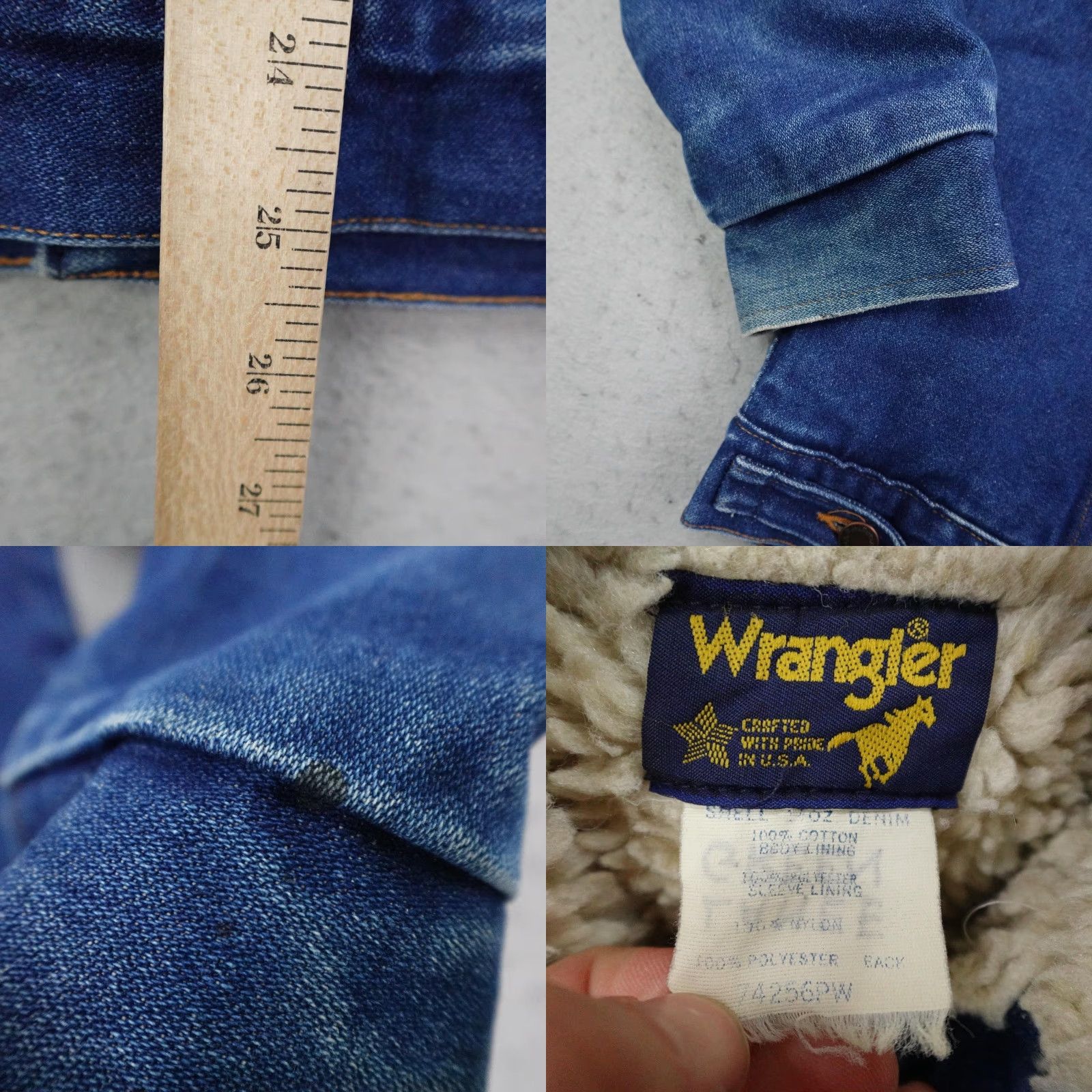 Wrangler VINTAGE Wrangler Jacket Mens Medium Blue Denim Sherpa Fleece Western Coat 80s Size US L / EU 52-54 / 3 - 8 Thumbnail
