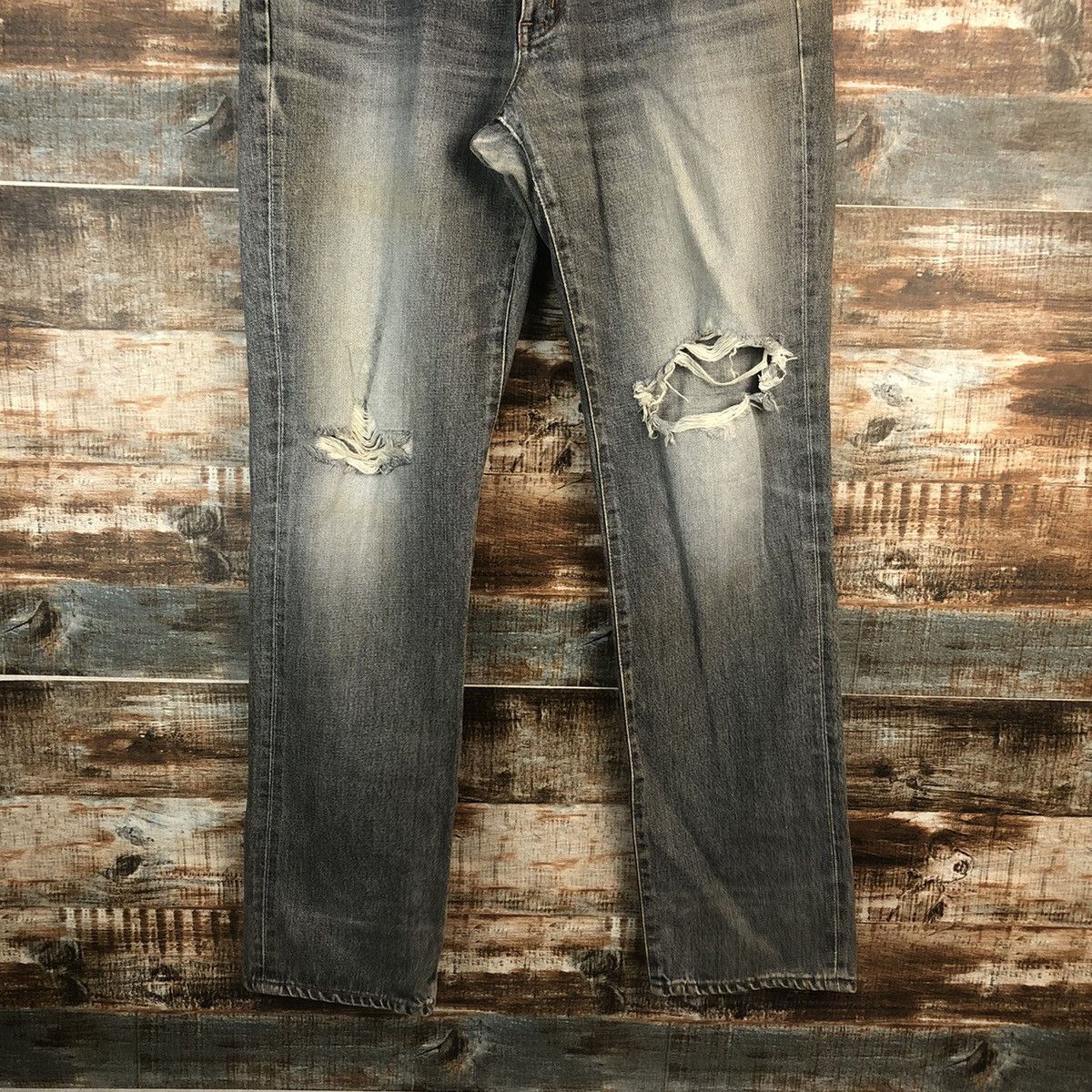 Edwin DL Edwin 503 Black Distressed Denim Pants #C278 Size US 34 / EU 50 - 3 Thumbnail