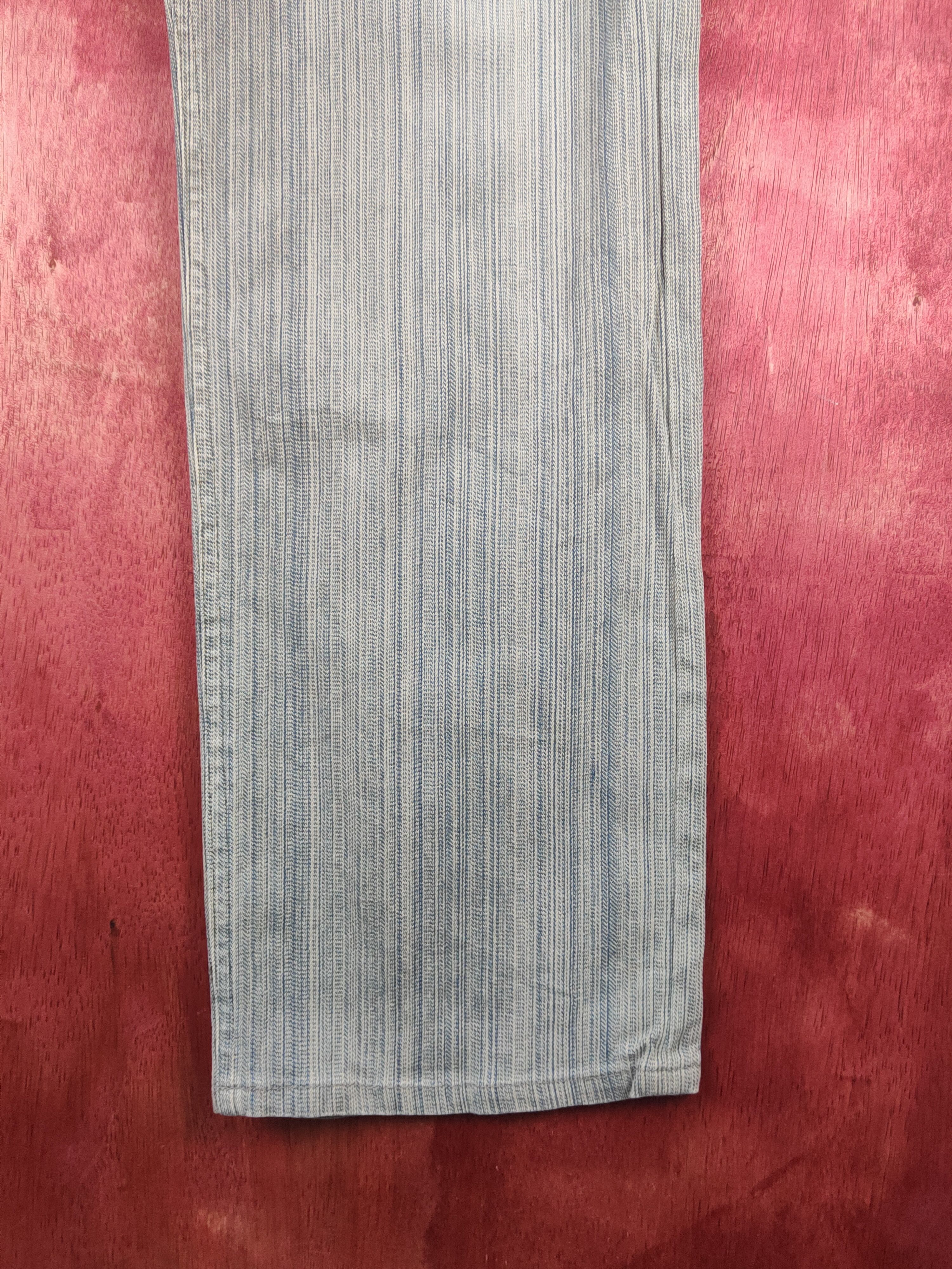 Japanese Brand Root Three Blue White Stripe Distressed Ripped Jeans #S2371 Size US 32 / EU 48 - 6 Thumbnail