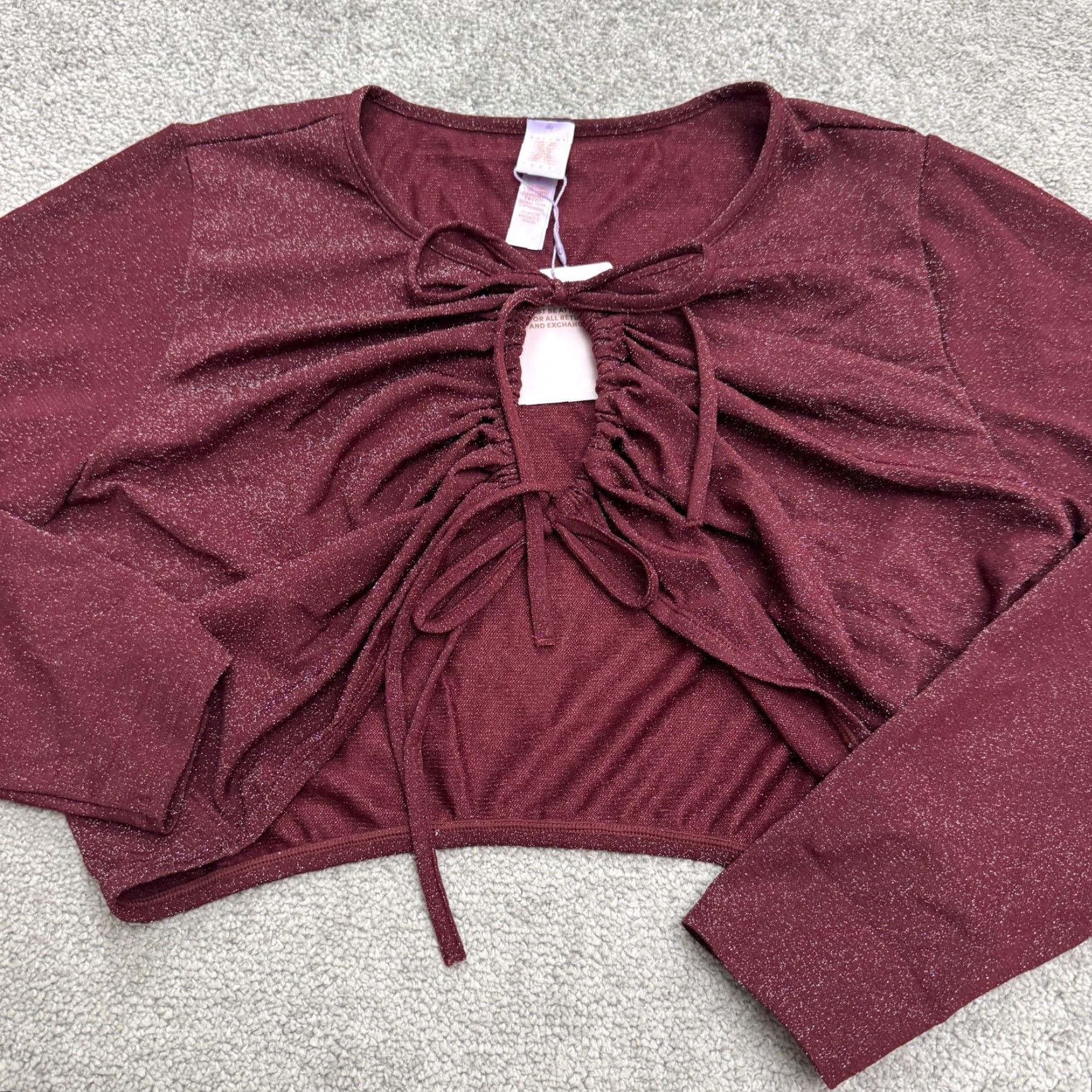 Vintage Savage Fenty By Rihanna Sleep & Shine LS Crop Tee 3X Red Cocoa Metallic Top NWT Shirt Womens Plus Red 3X Clubwear Party Date Night Holiday 90s? Size XXL / US 16-18 / IT 52-54 - 3 Thumbnail