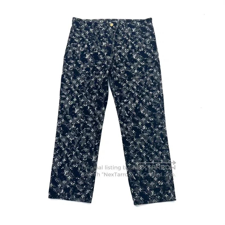 Louis Vuitton Louis Vuitton Black monogrammed flocked full-print pants Size US 34 / EU 50 - 1 Thumbnail
