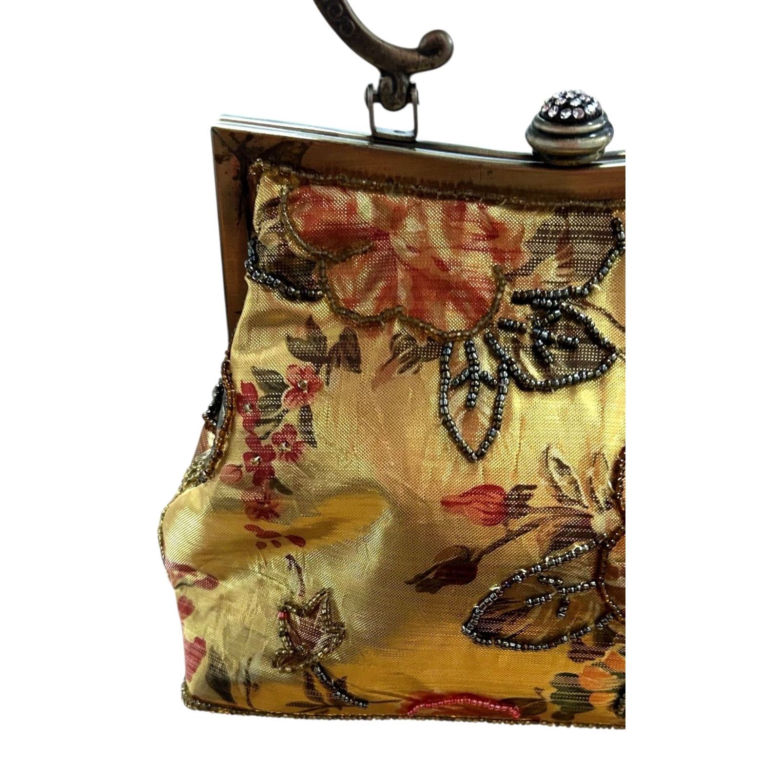 Vintage VINTAGE IN’S Beaded Metallic Floral ShoulderBag Kiss Lock Women Purse ChainStrap Gold Eveningwear Women Size ONE SIZE - 5 Thumbnail