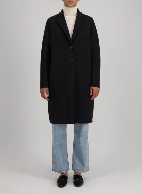 Harris Wharf London o1s22i1n1024 Single-Breasted Wool Boiled Coat in Black Size XS / US 0-2 / IT 36-38 - 3 Thumbnail