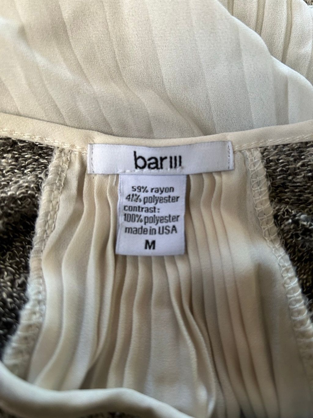 Bar III Bar lll Top Blouse Black Ivory Marbled Size M Size M / US 6-8 / IT 42-44 - 3 Thumbnail