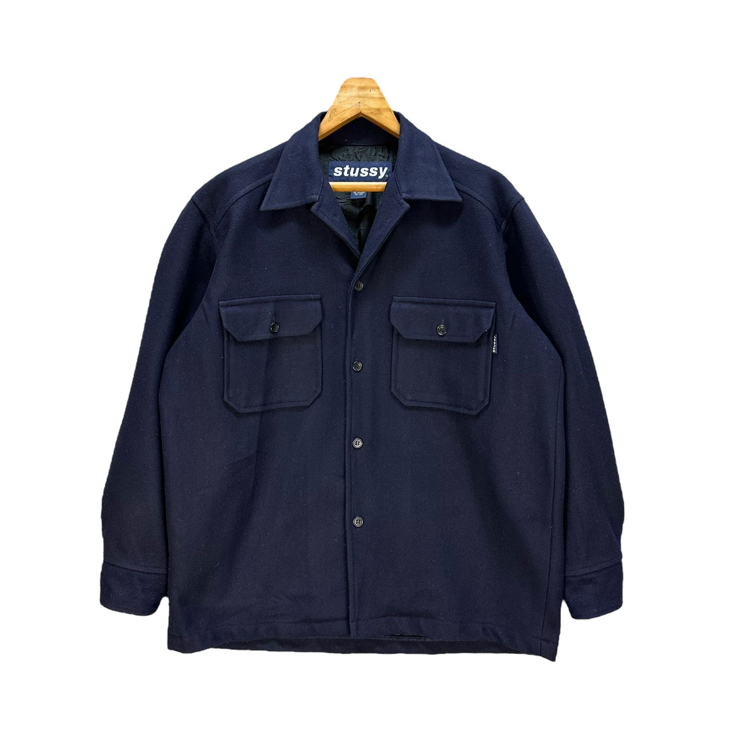 Stussy 90’s STUSSY Workwear Navy Blue Wool Flannel Jacket #106-1463 Size US L / EU 52-54 / 3 - 1 Thumbnail