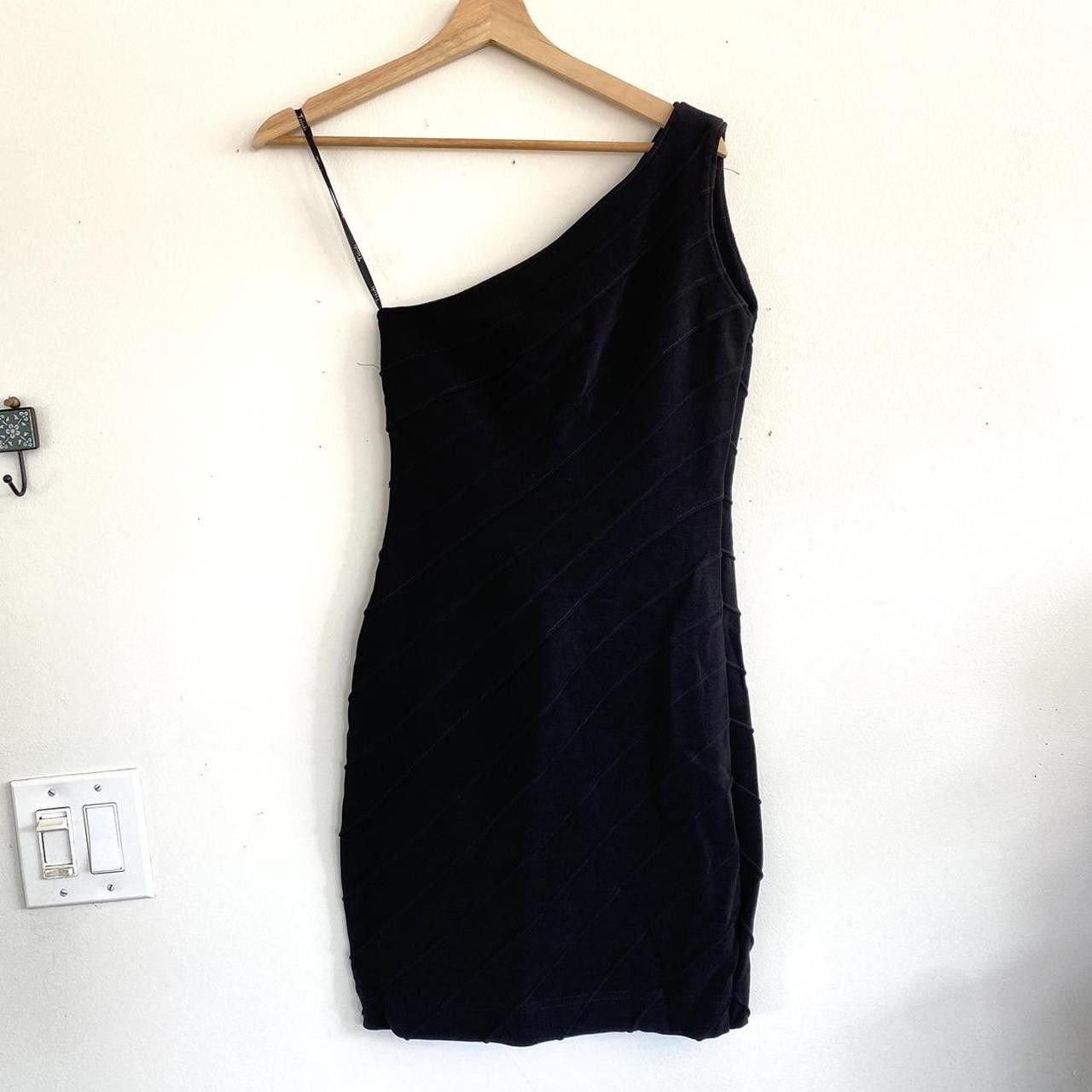 Tadashi Shoji TADASHI BLACK BODY CON ONE SLEEVE DRESS MINI SMALL VINTAGE Size S / US 4 / IT 40 - 2 Thumbnail