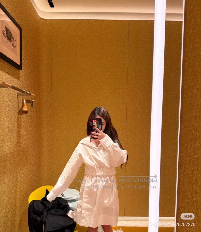 Hermes Hermes White pleated long sleeve shirt dress Size XS / US 0-2 / IT 36-38 - 7 Thumbnail