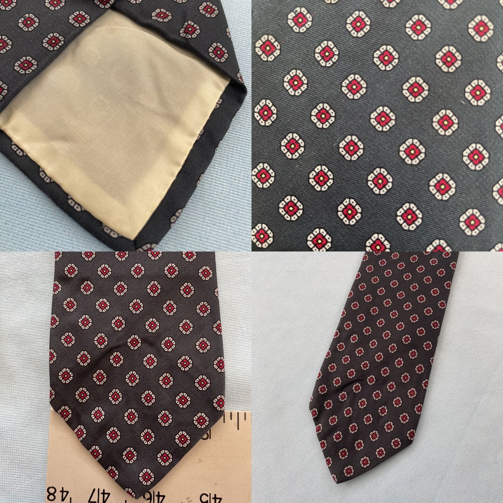 Brooks Brothers VINTAGE Brooks Brothers Makers Neck Tie Pure Silk Black Red Floral Neat 3.2x58 USA Black Red 100% Silk Tie Vintage Necktie Mens Silk Tie Size ONE SIZE - 8 Thumbnail