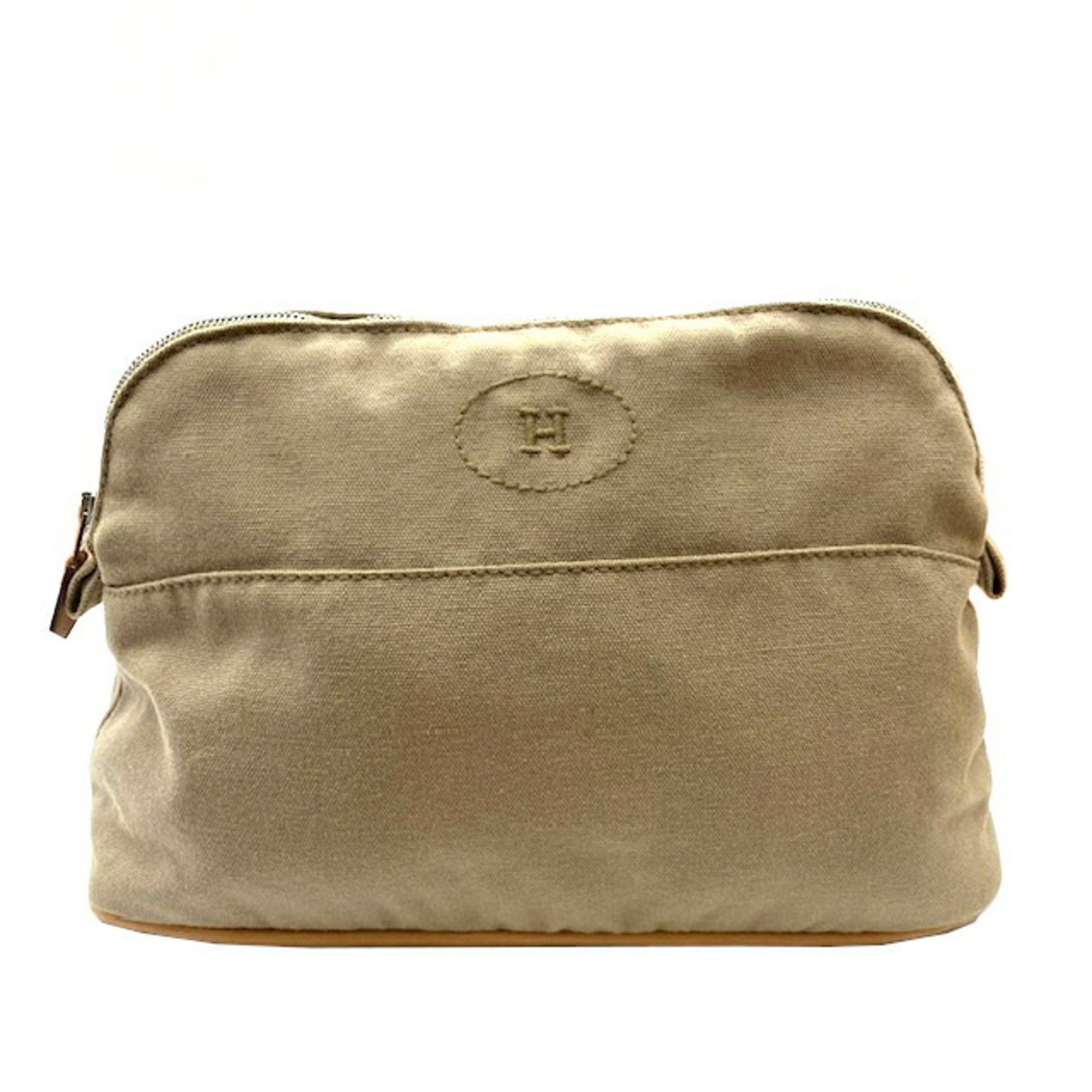 image of Hermes Bolido Pouch 25 Mm Gray Beige Cotton, Women's