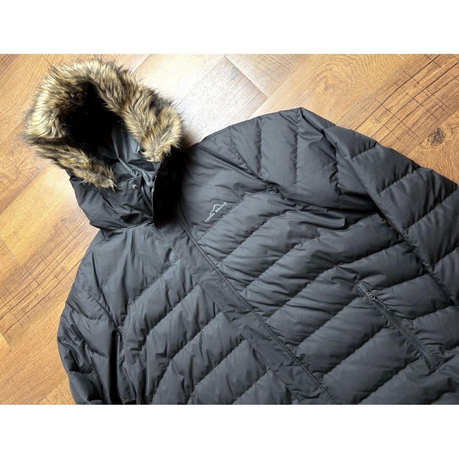 Eddie Bauer Eddie Bauer Parka Jacket Down Puffer Coat Full Zip Faux Fur Hood Men 2XL Black Size US XXL / EU 58 / 5 - 2 Thumbnail