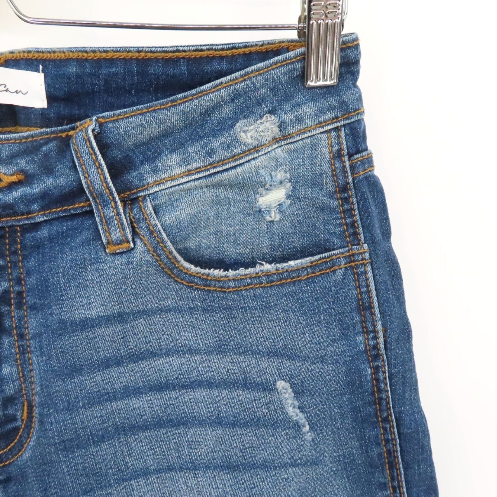 Vintage KanCan Jeans 28 Blue Distressed Denim Skinny 5-Pocket Pockets Twisted Seam Women Modern Casual Pants Size 28" / US 6 / IT 42 - 5 Thumbnail