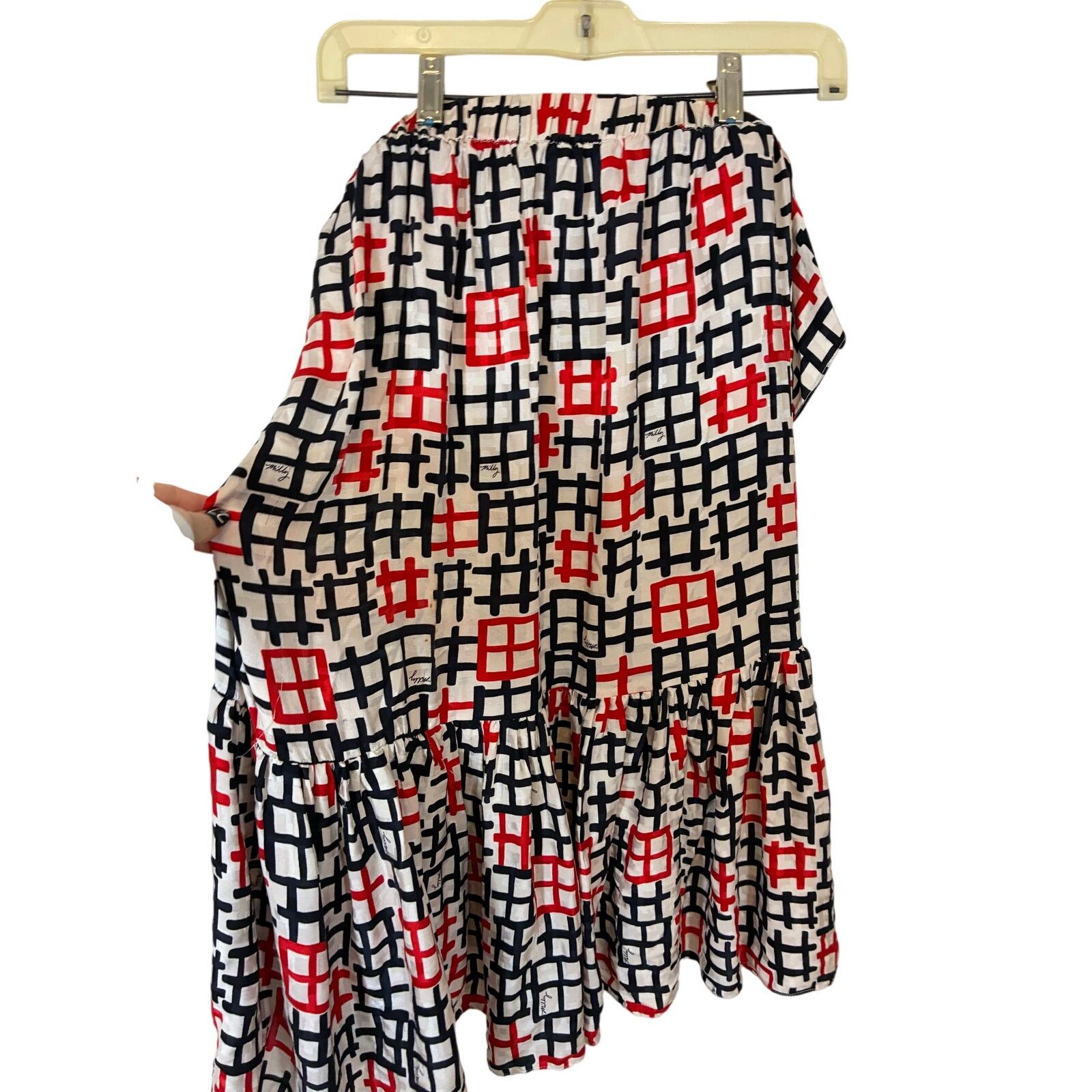 MILLY Milly Tiered Cotton Poplin Dress Printed Smock Resort M Size M / US 6-8 / IT 42-44 - 4 Thumbnail