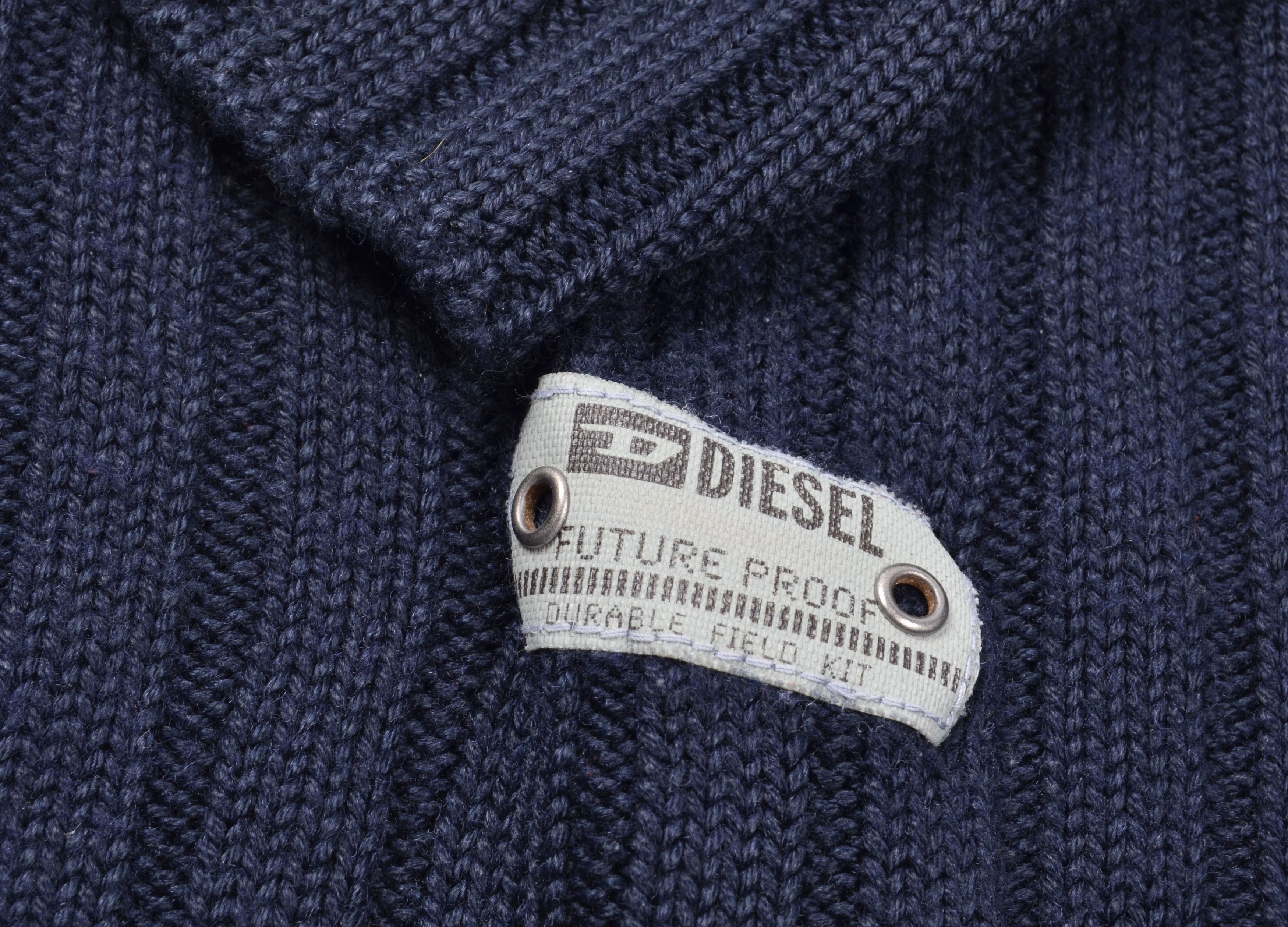 Diesel Vintage Diesel Y2K Ribbed Turtleneck Wool Blend Navy Sweater Size US M / EU 48-50 / 2 - 4 Thumbnail
