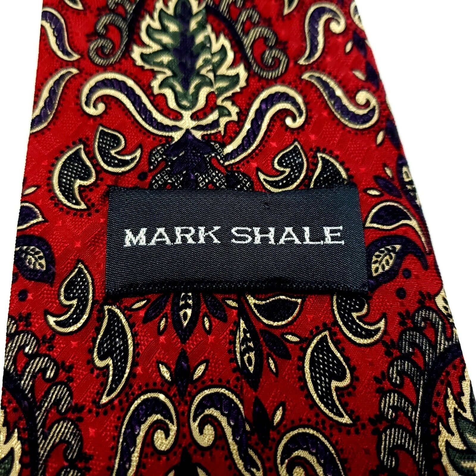Designer Mark Shale Jacquard Red Floral Woven Silk Tie Size ONE SIZE - 3 Thumbnail