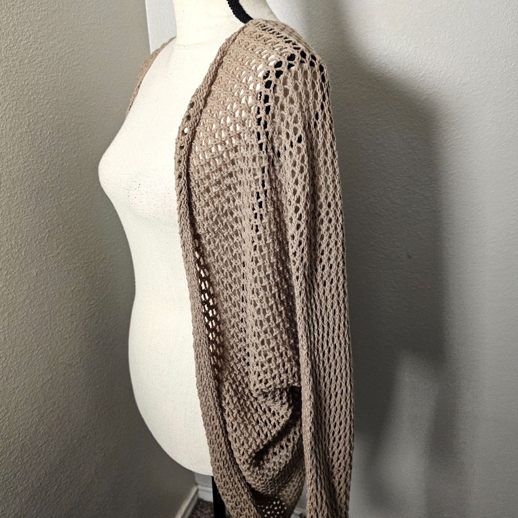 Vintage Don’t Ask Why Cardigan Women One Size Cable-Knit Brown Open Front Long Sleeve Knit Sweater 90s Bohemian Vintage No Size ONE SIZE - 3 Thumbnail