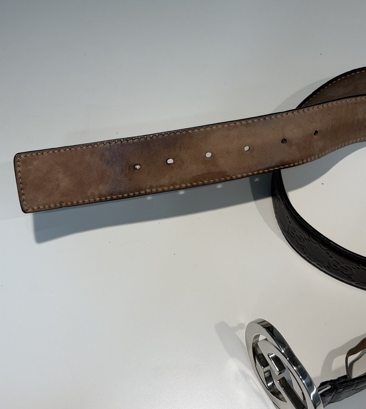 Gucci GUCCI GG Monogram Leather Belt Demna Nettspend Fakemink Logo Size ONE SIZE - 13 Thumbnail