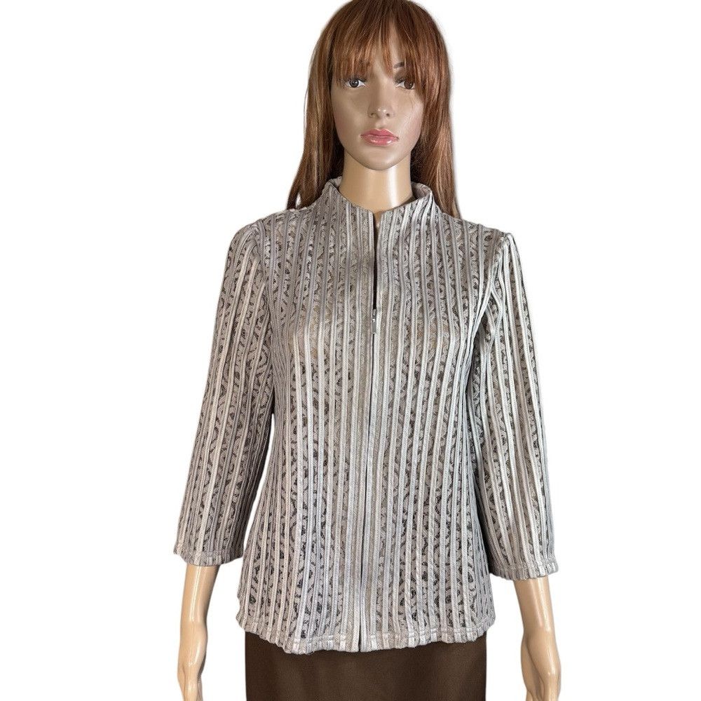 Chicos NWT New $149 Chico's Travelers Vera Mocha Cream Lace Jacket Size M / US 6-8 / IT 42-44 - 1 Thumbnail