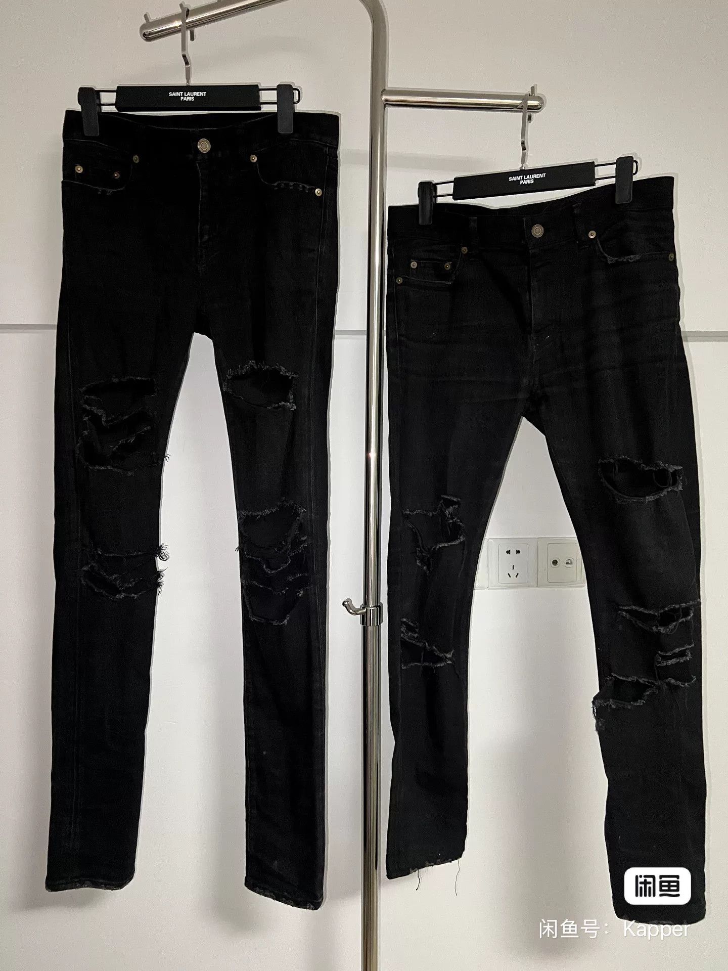 Yves Saint Laurent YSL Black Distressed Slim Jeans Size US 30 / EU 46 - 1 Preview