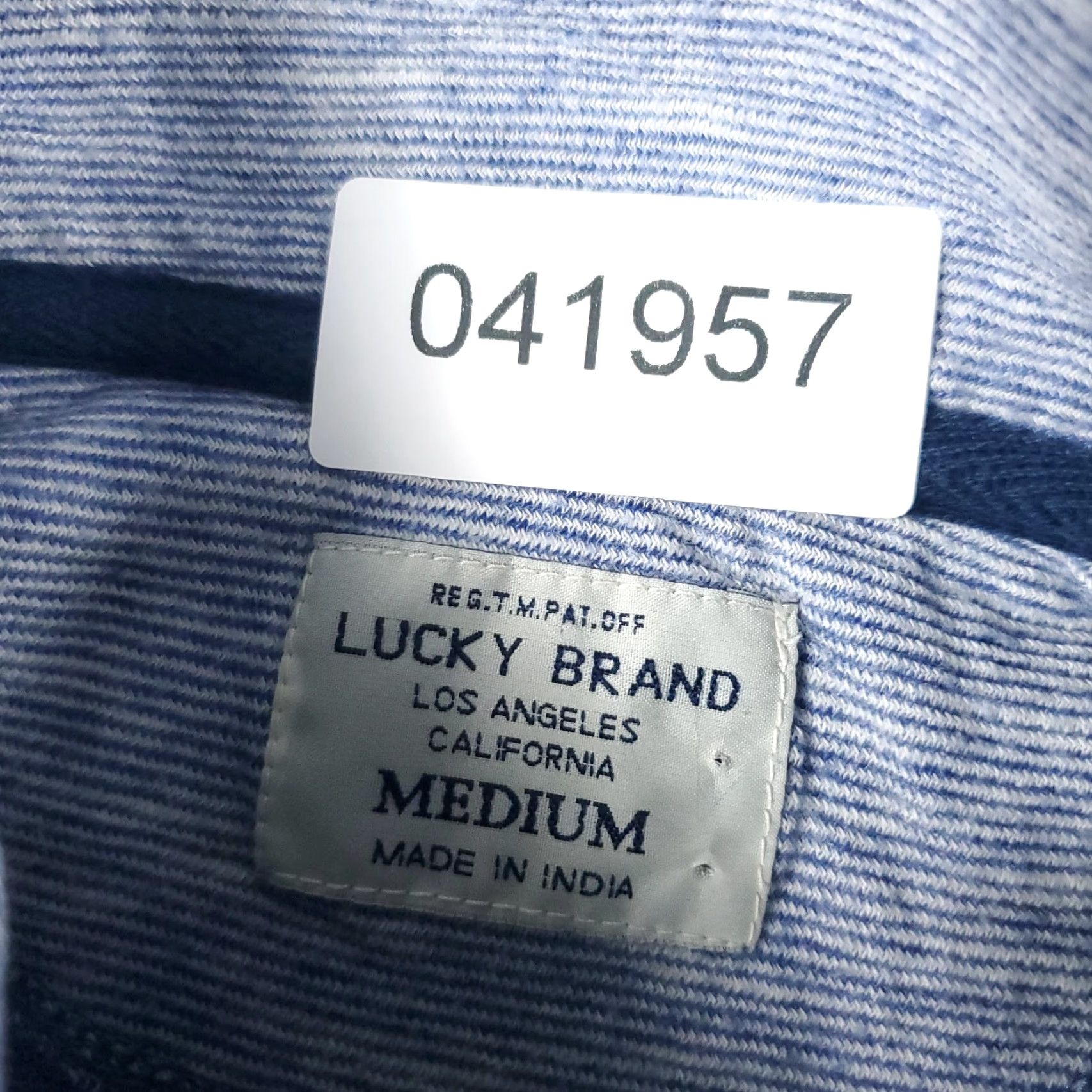 Lucky Brand Lucky Brand Shirt Adult Medium Blue Long Sleeve Mock Neck 1/4 Button Logo Solid Mens Size US M / EU 48-50 / 2 - 8 Thumbnail