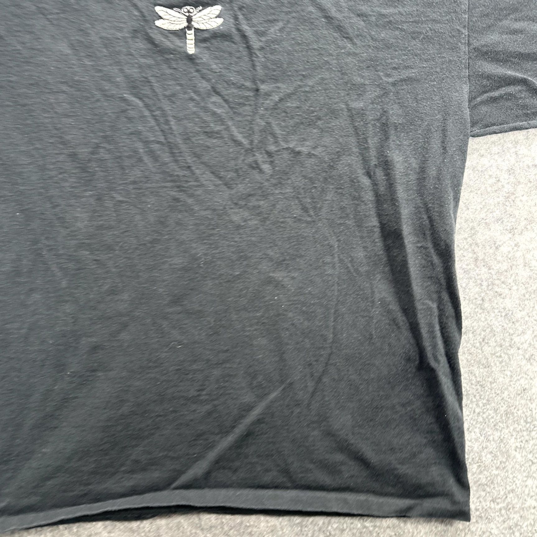 Anvil VINTAGE Anvil Shirt Women's Large Black Dragonfly Graphic 90s Made USA Pre-shrunk 100% Cotton Crew Neck Short Sleeve Size L / US 10 / IT 46 - 4 Thumbnail