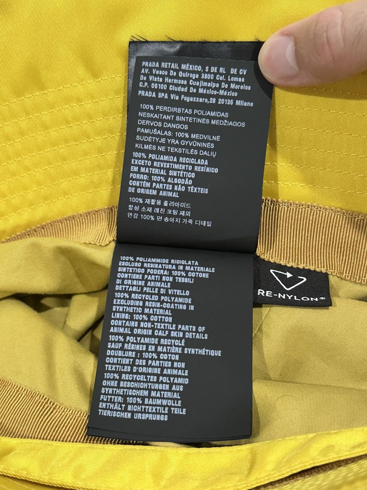 Prada Prada Yellow Re-Nylon Triangle Pouch Logo Bucket Hat Size ONE SIZE - 12 Thumbnail