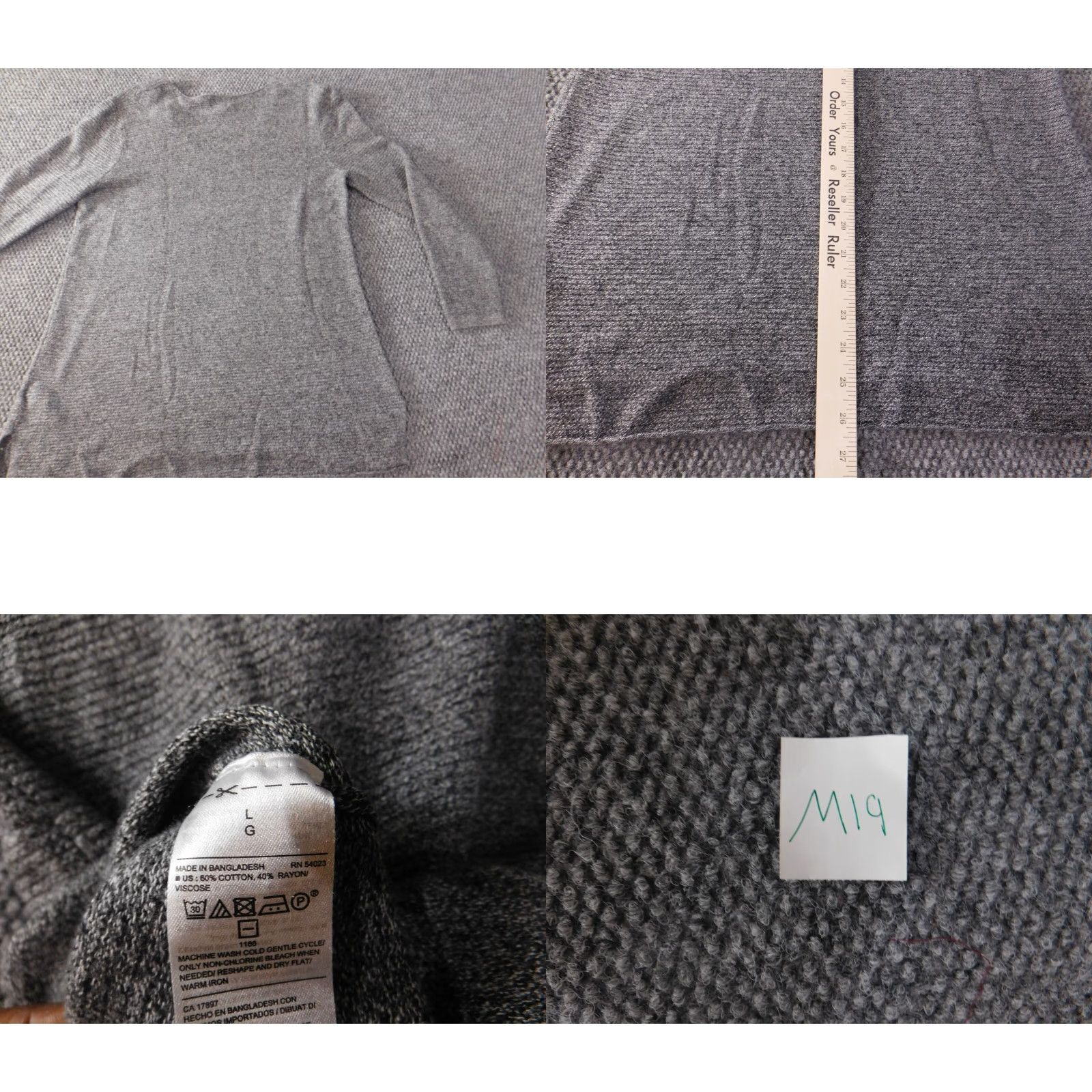 Old Navy Old Navy Womens Sweater L Gray V-Neck Pullover Puff Sleeve Knit Cotton Rayon Bow Button Size L / US 10 / IT 46 - 8 Thumbnail