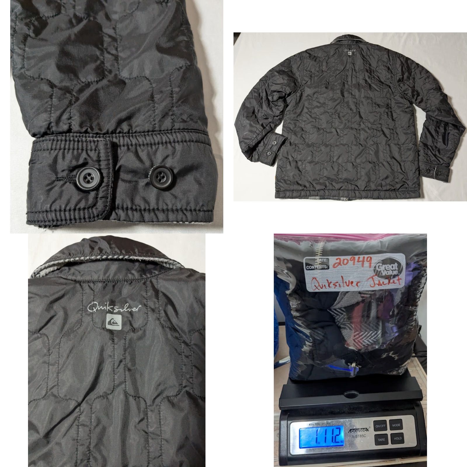 Quiksilver VINTAGE QUICKSILVER Men Reversible Plaid + Solid Jacket XL Black Gray Windbreaker Regular Size XL Men Womens Debatable Size US XL / EU 56 / 4 - 10 Thumbnail