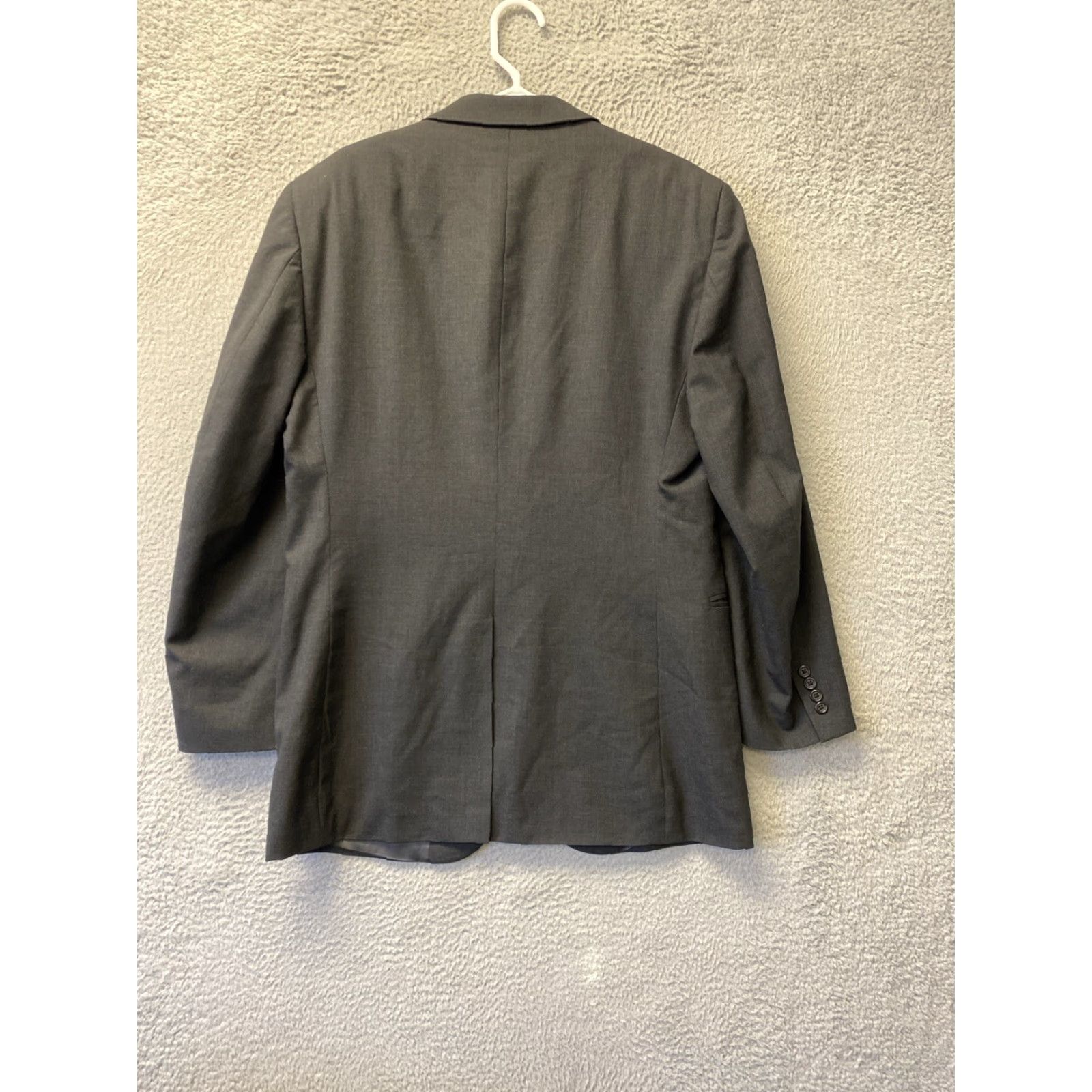 Vintage Jos A Bank Suit Jacket 42L Gray Wool Solid Luxury Governor? Size 42L - 6 Thumbnail
