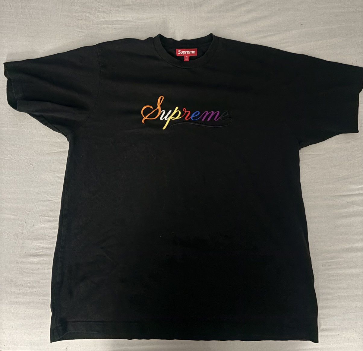 Supreme Supreme Cursive Tee Black (XL) – Authentic Size US XL / EU 56 / 4 - 1 Thumbnail