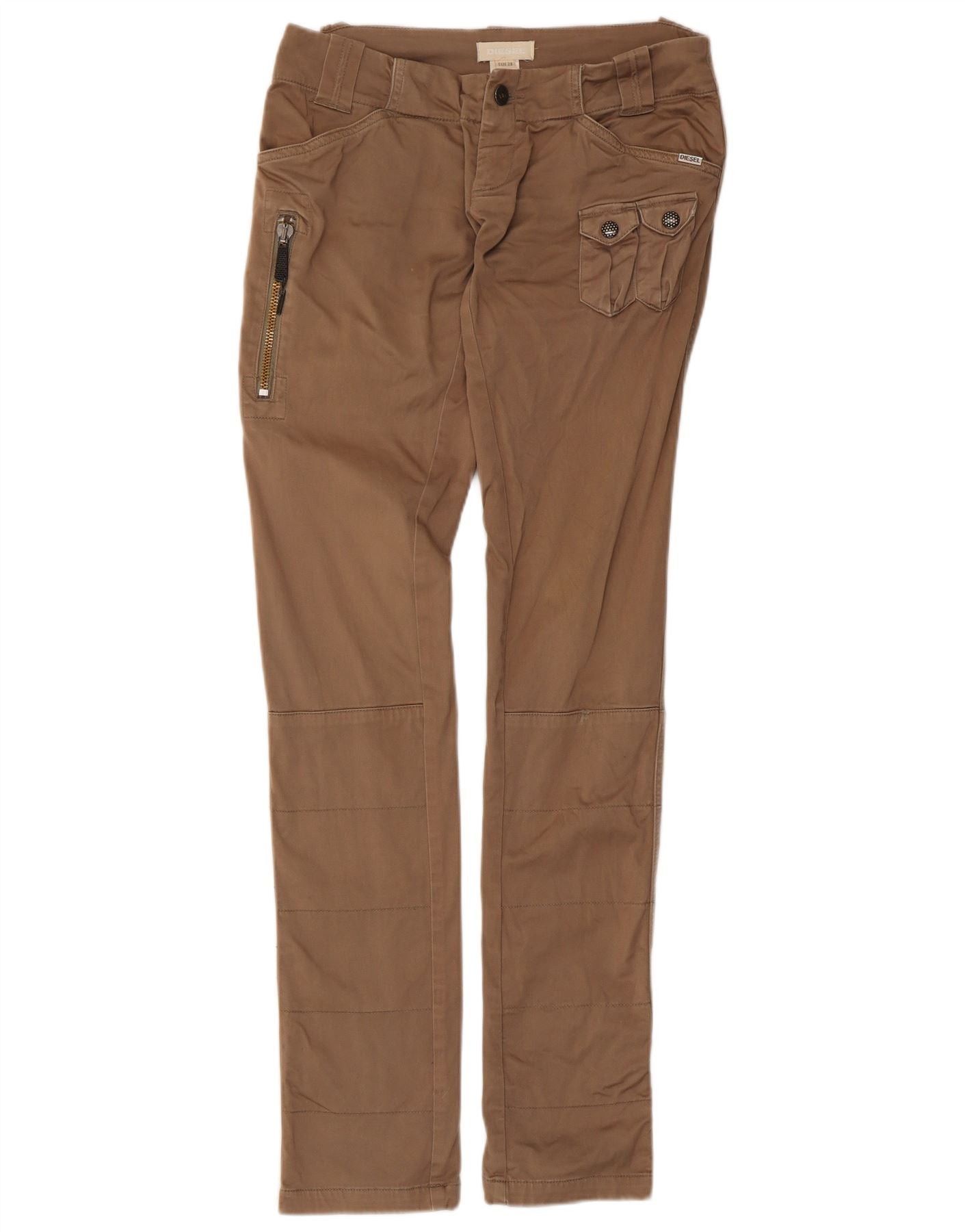 Diesel Womens Slim Cargo Trousers W28 L33 Brown Cotton Size 24" / US 00 / IT 34 - 1 Thumbnail