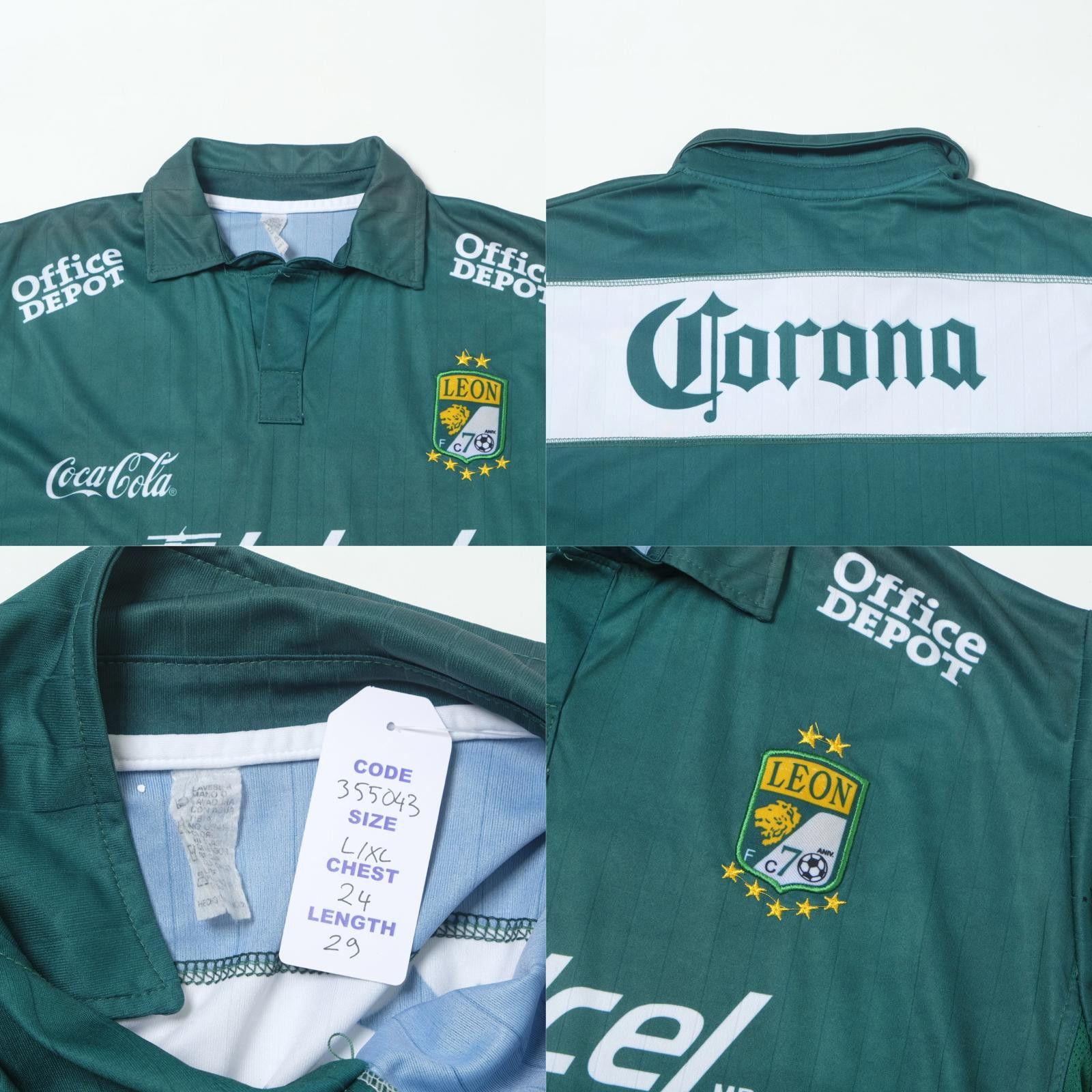 Adidas 2014/15 Club Leon (Mexico) Home Shirt Pirma (L/XL) Size US L / EU 52-54 / 3 - 4 Thumbnail