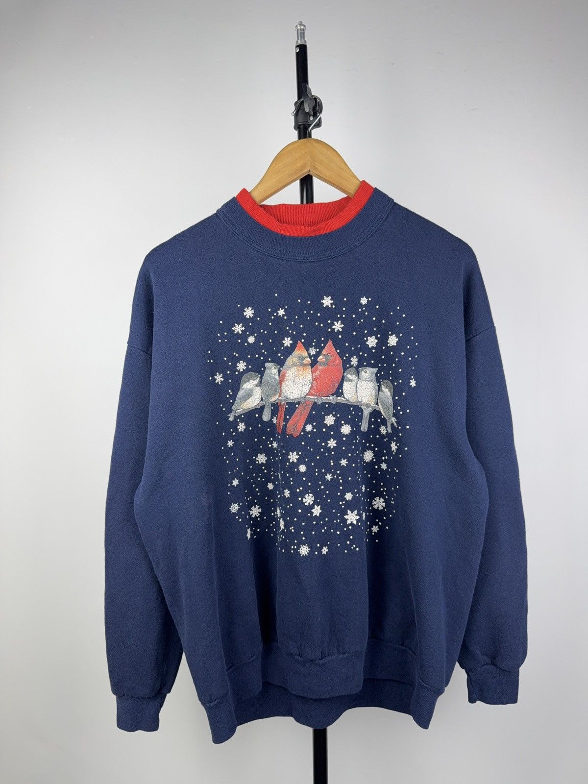 Vintage Vintage 90s USA Winter Birds Tits Cardinal Retro Sweatshirt Size US L / EU 52-54 / 3 - 1 Thumbnail