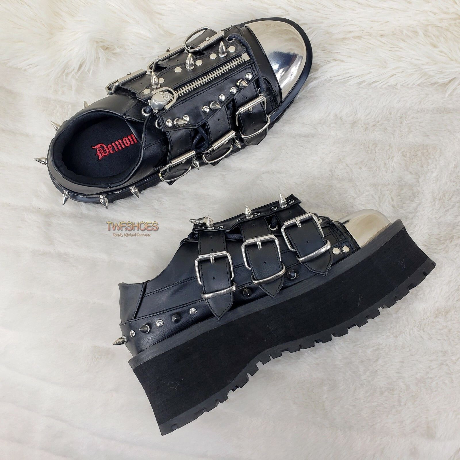 Other DEMONIA Gravedigger 03 Black Chrome Toe Plate Spiked Shoe Me Size US 9 / EU 42 - 5 Thumbnail