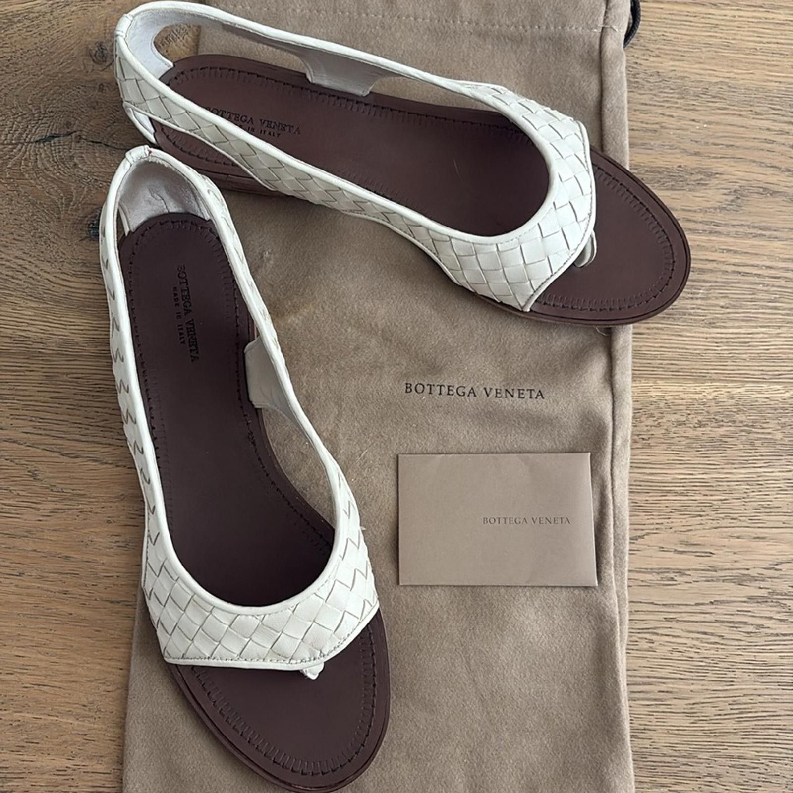 Bottega Veneta Bottega Veneta Napa Leather White Woven Sandals Size US 9.5 / IT 39.5 - 3 Thumbnail