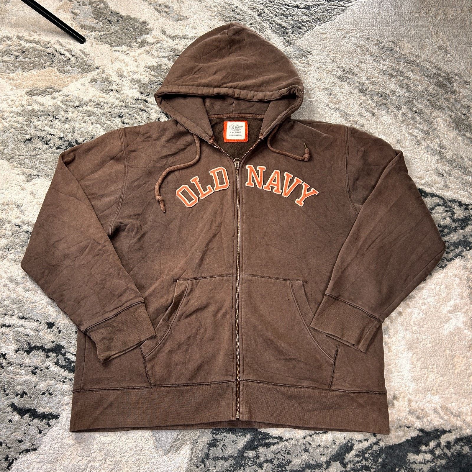 Old Navy Old Navy Y2k Hoodie Mens 2XL Brown Embroidered Logo Fleece Size US XXL / EU 58 / 5 - 1 Thumbnail