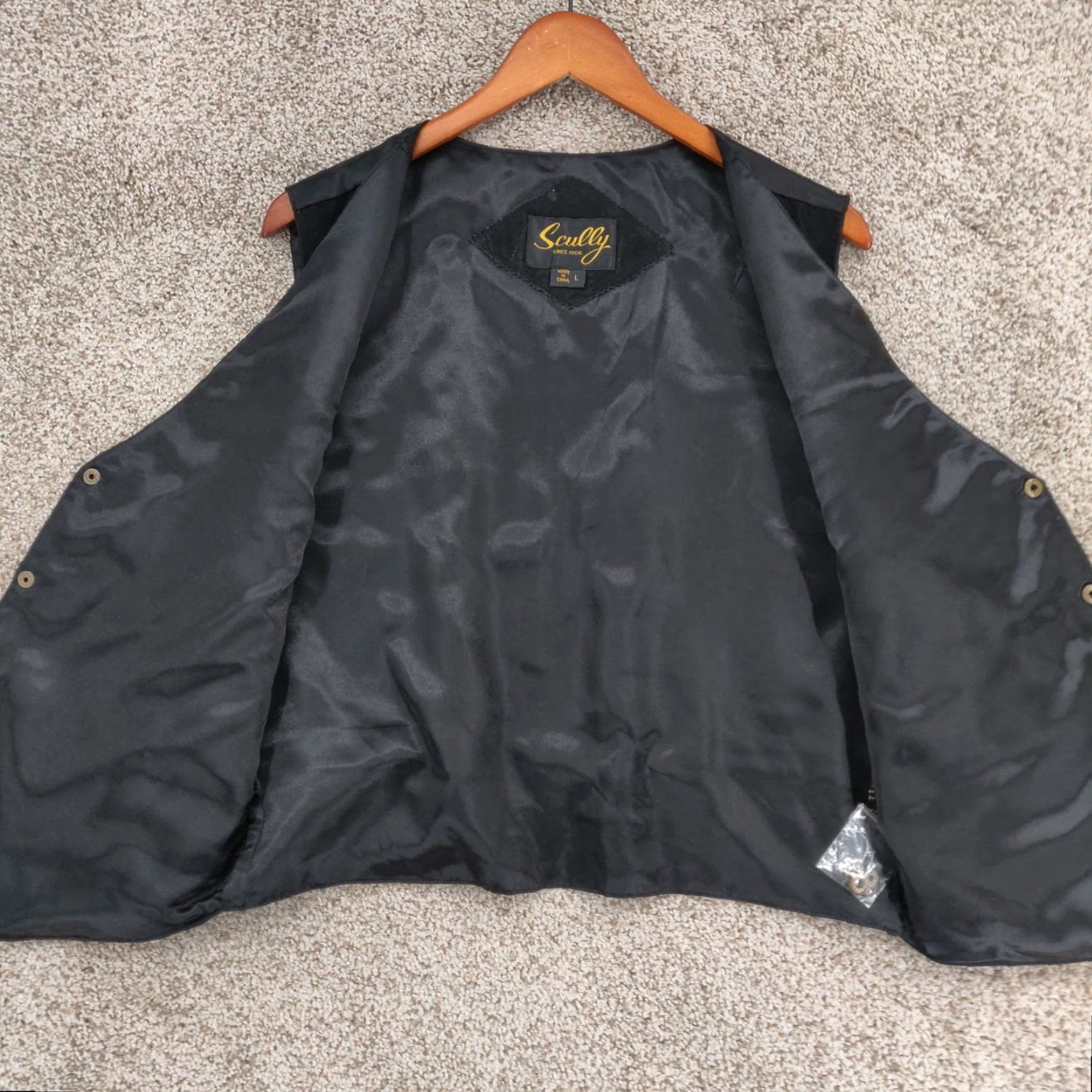 Scully Scully Vest Mens Large Black Genuine Leather Snap Up Western Cowboy Biker Size US L / EU 52-54 / 3 - 7 Thumbnail