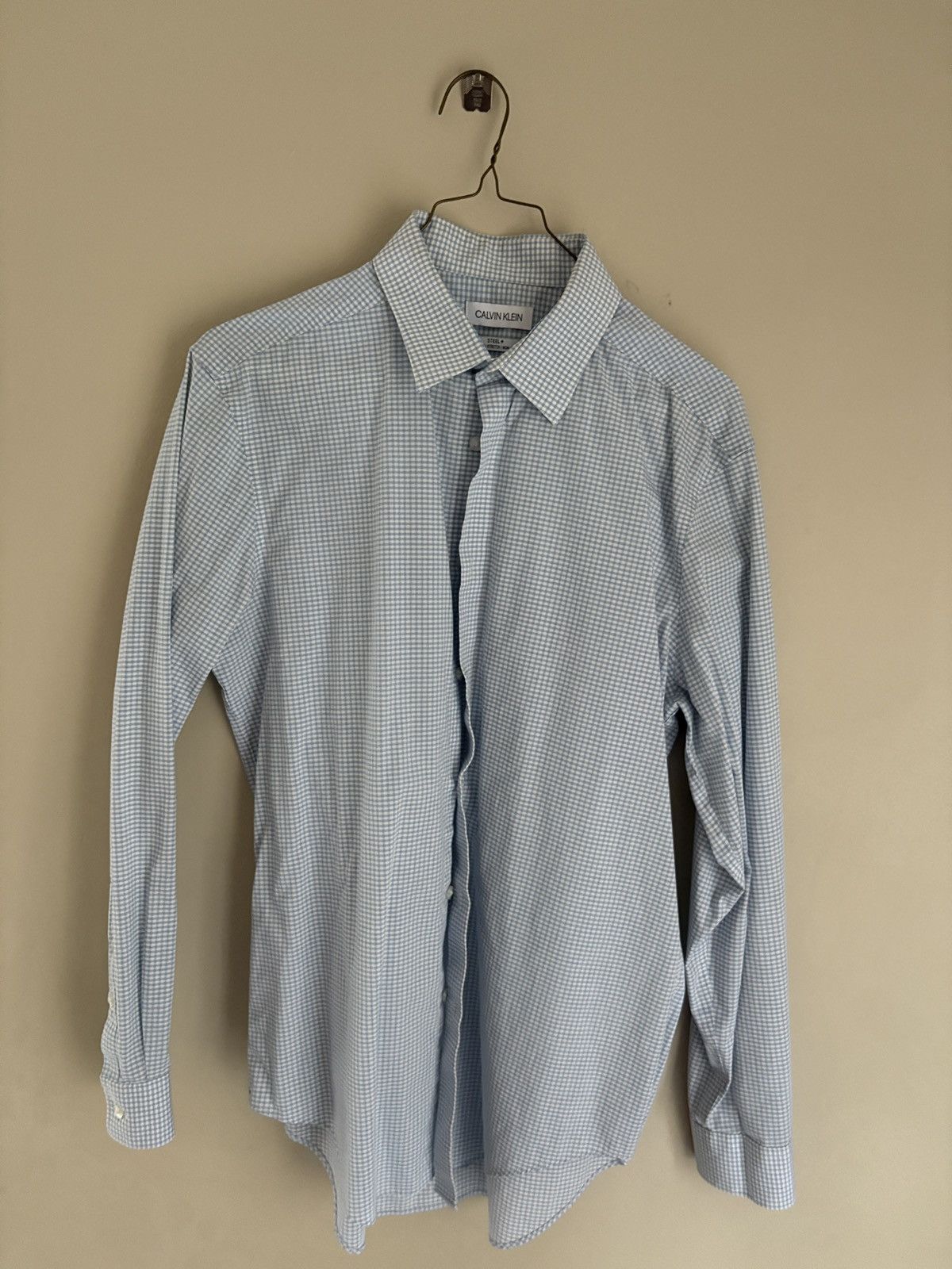 Calvin Klein calvin klein blue checkered steel+ button up Size US M / EU 48-50 / 2 - 1 Thumbnail