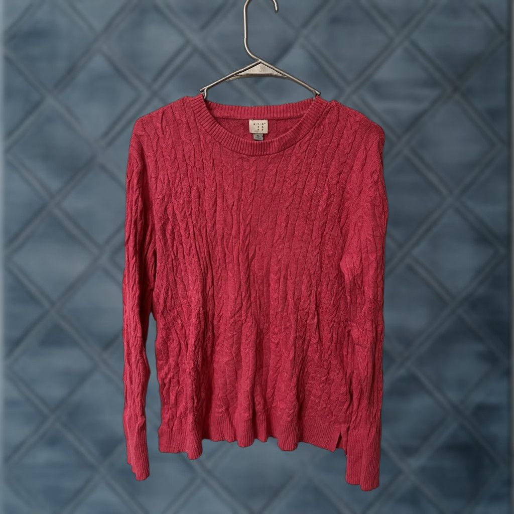 Vintage VINTAGE A New Day Womens Pullover Sweater Shirt XL Pink Cable Knit Long Sleeve Scoop Neck Mens? Womens Size XL / US 12-14 / IT 48-50 - 1 Thumbnail