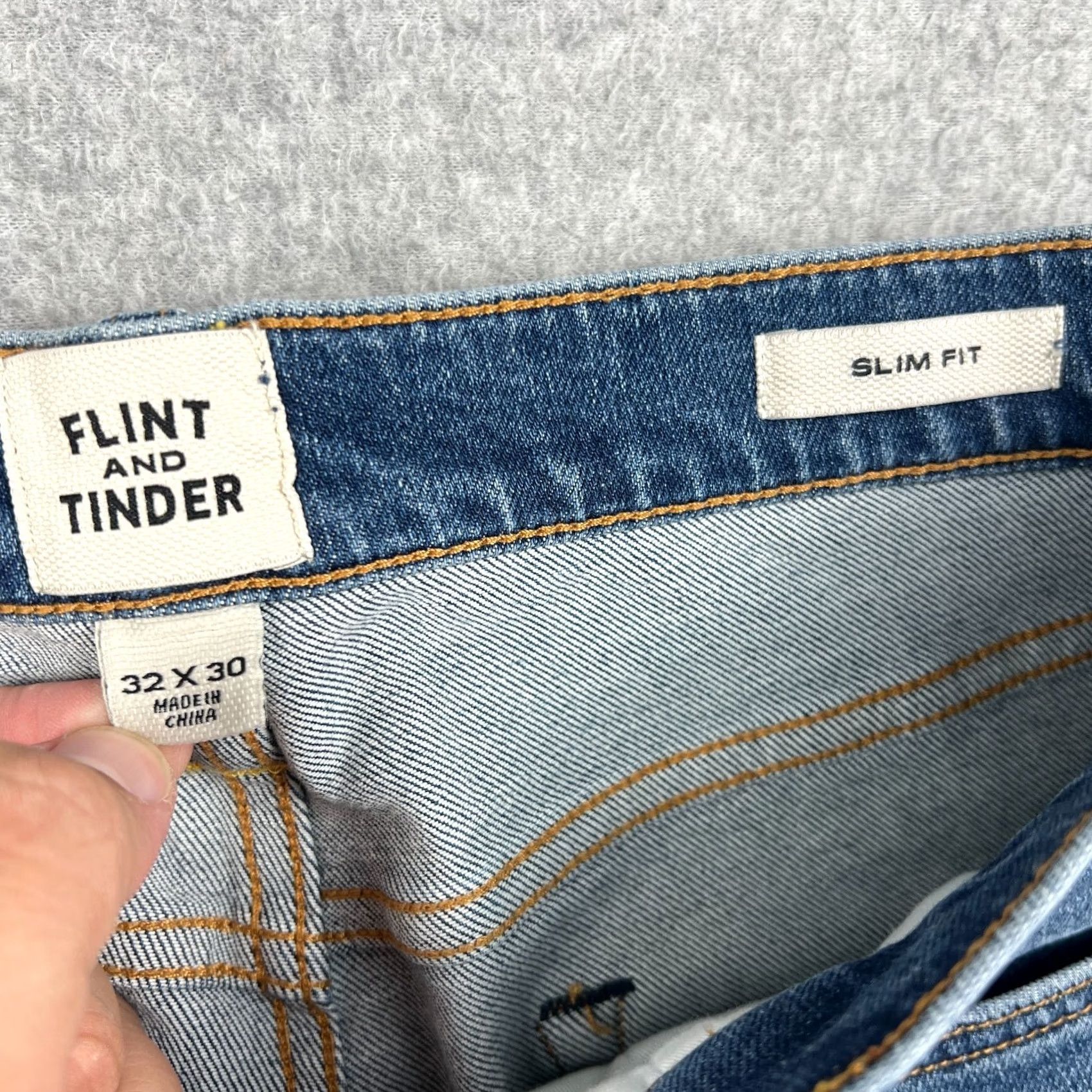 Flint And Tinder Flint and Tinder Mens Jeans Slim Fit Blue 32x30 Stretch Denim Pants Size US 32 / EU 48 - 3 Thumbnail
