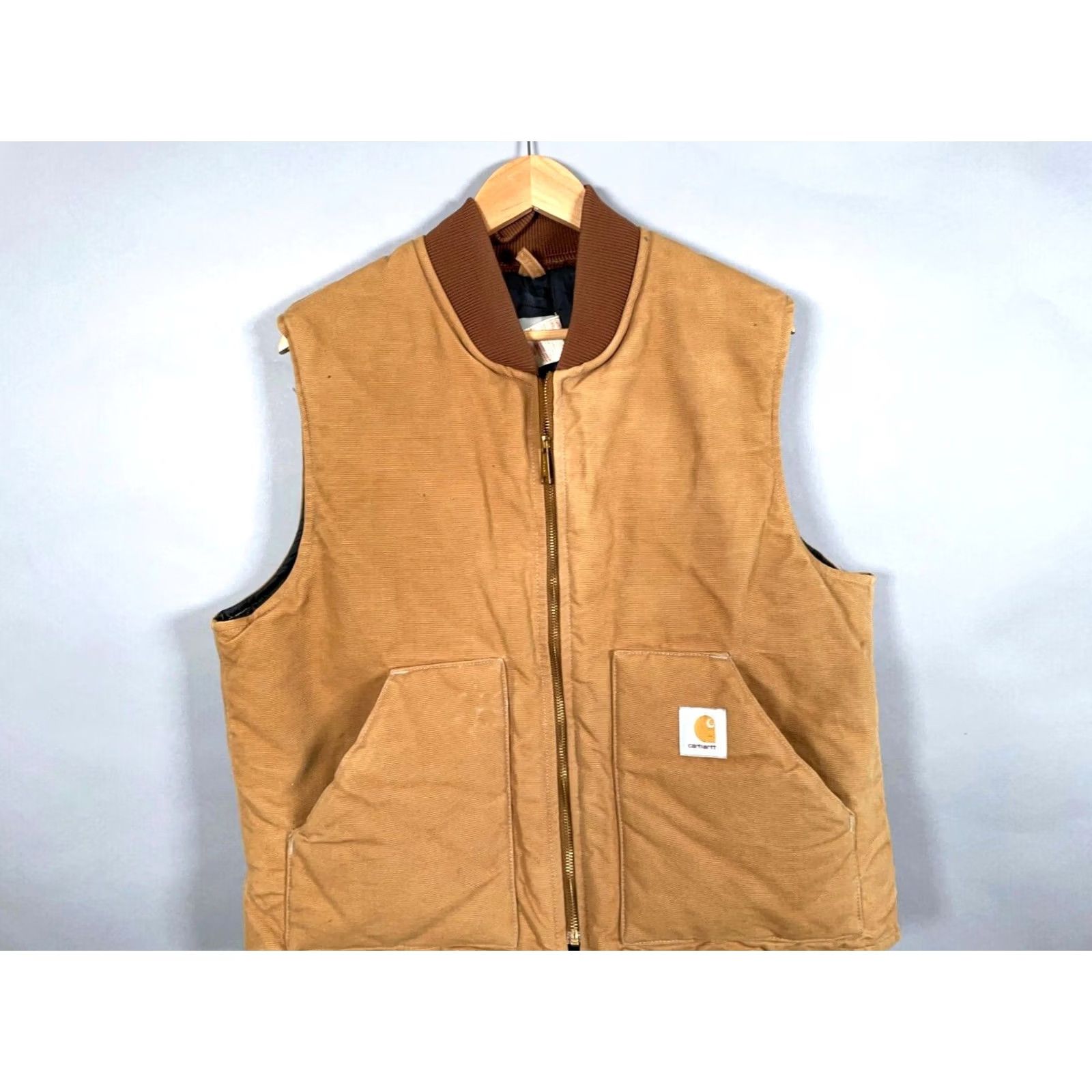 Carhartt VINTAGE Carhartt Vest Quilted Nylon Lined Zip Up Canvas 90s USA Made XL Brown Mens Vest Size US XL / EU 56 / 4 - 3 Thumbnail