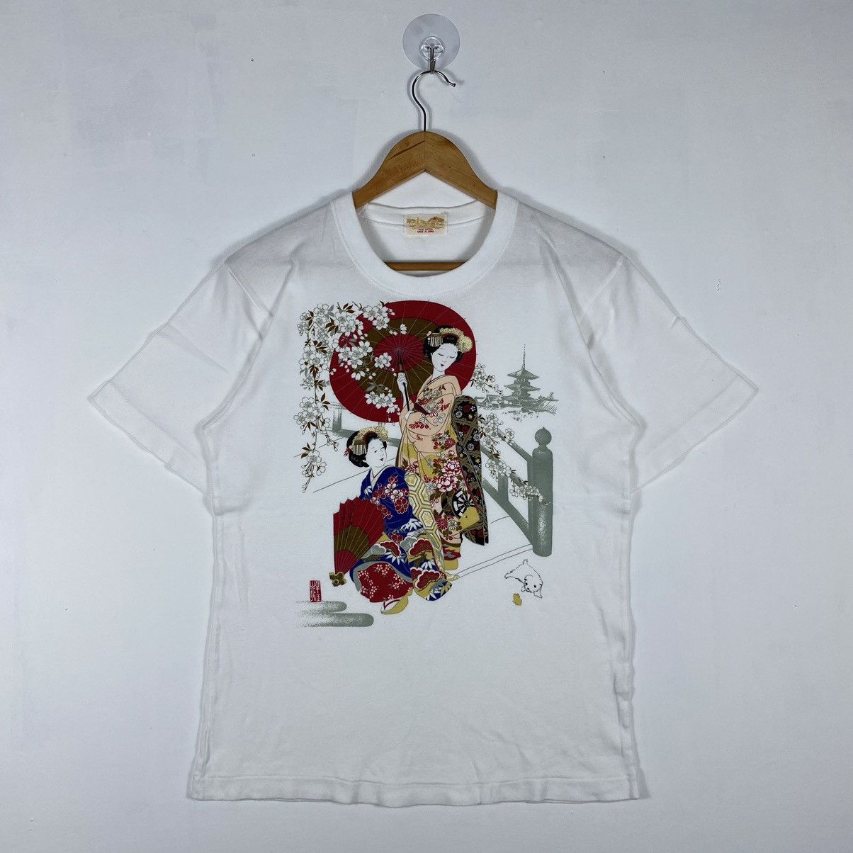 Japanese Brand × Vintage Vintage 80's Japanese Traditional GEISHA SAKURA Graphic Tee Size US M / EU 48-50 / 2 - 2 Thumbnail