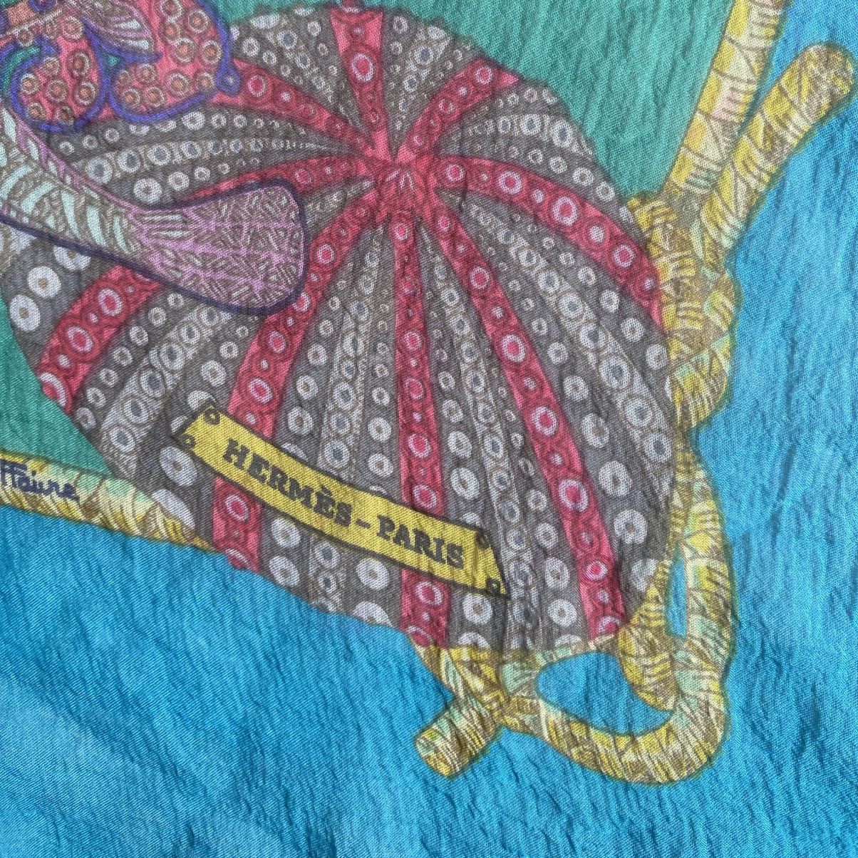 Hermes Hermes Grands Fonds Blue Silk Scarf Size ONE SIZE - 5 Thumbnail