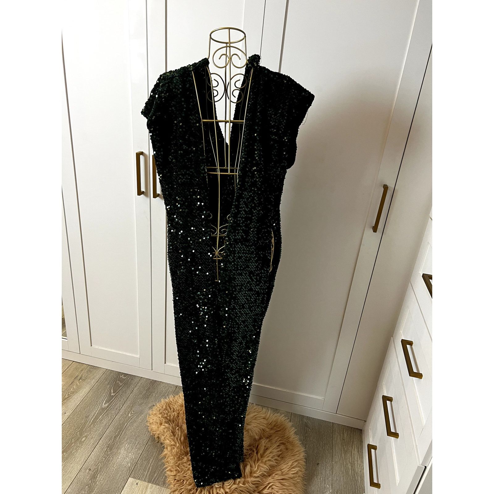 Other Batani-Khalfani Custom Green Sequin Jumpsuit Size 14 Size 36" / US 14 / IT 50 - 2 Thumbnail