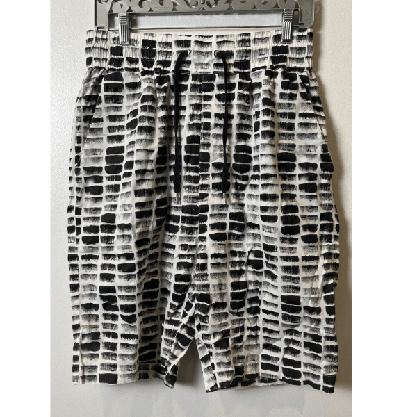 image of Helmut Lang Drawstring Shorts in Black/White, Men's (Size 28)
