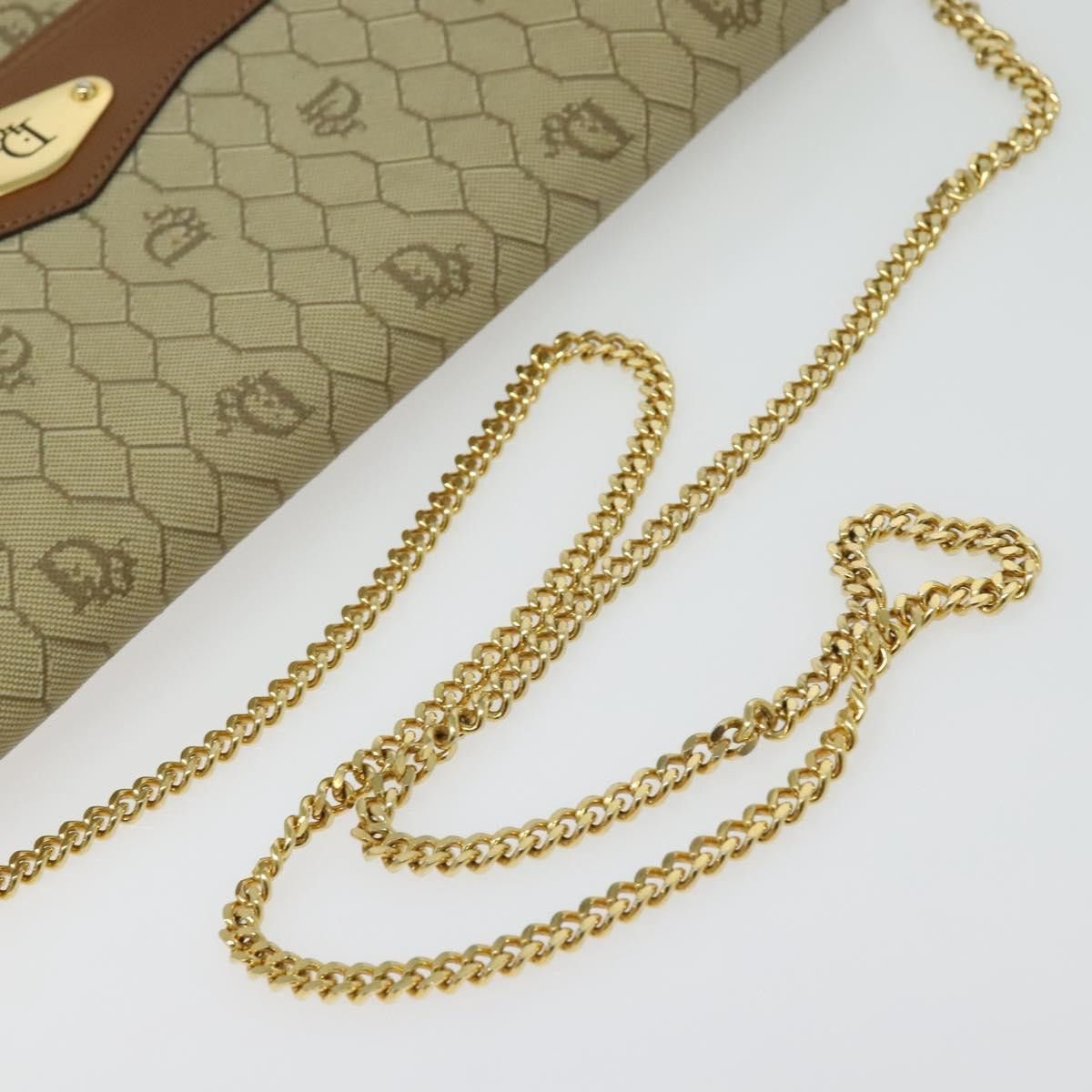 Dior DIOR Honeycomb Canvas Chain Shoulder Bag Pvc Beige Gold Size ONE SIZE - 7 Thumbnail