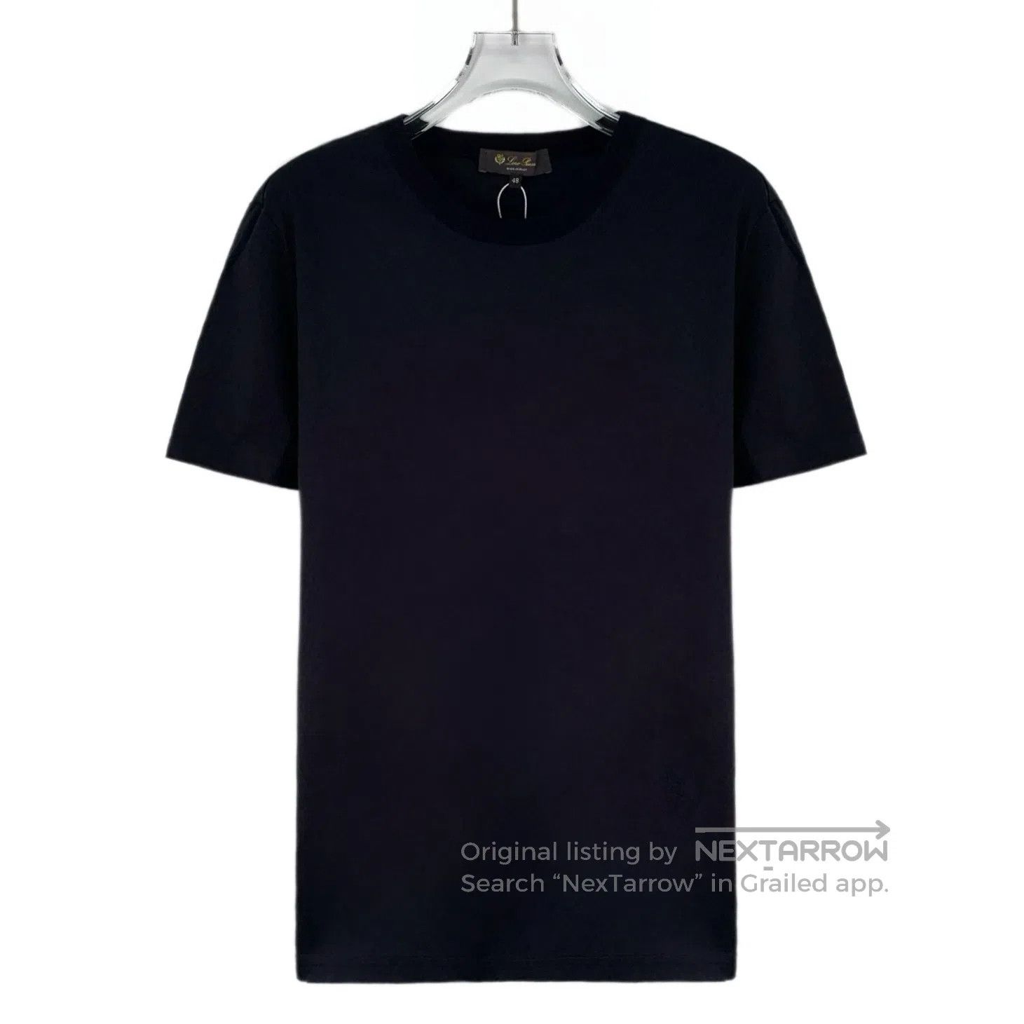 Loro Piana Loro Piana Black Logo Embroidered Cotton Round Neck Short Size US M / EU 48-50 / 2 - 1 Thumbnail