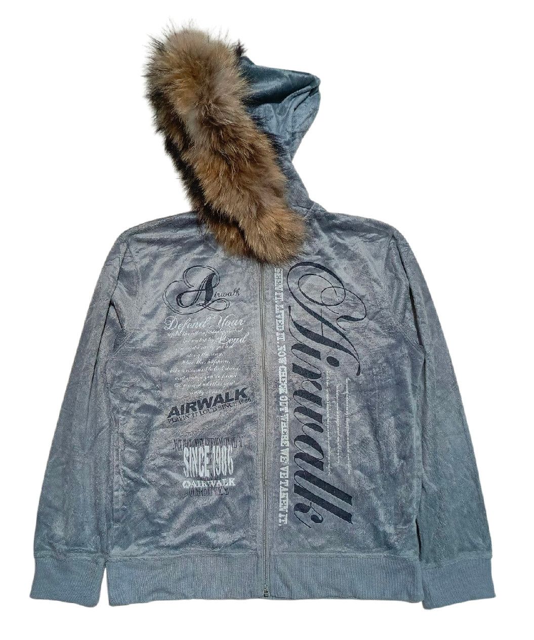 Affliction 2000's Air Walk Fur Velvet Hoodie Poem Chrome Size US M / EU 48-50 / 2 - 2 Thumbnail