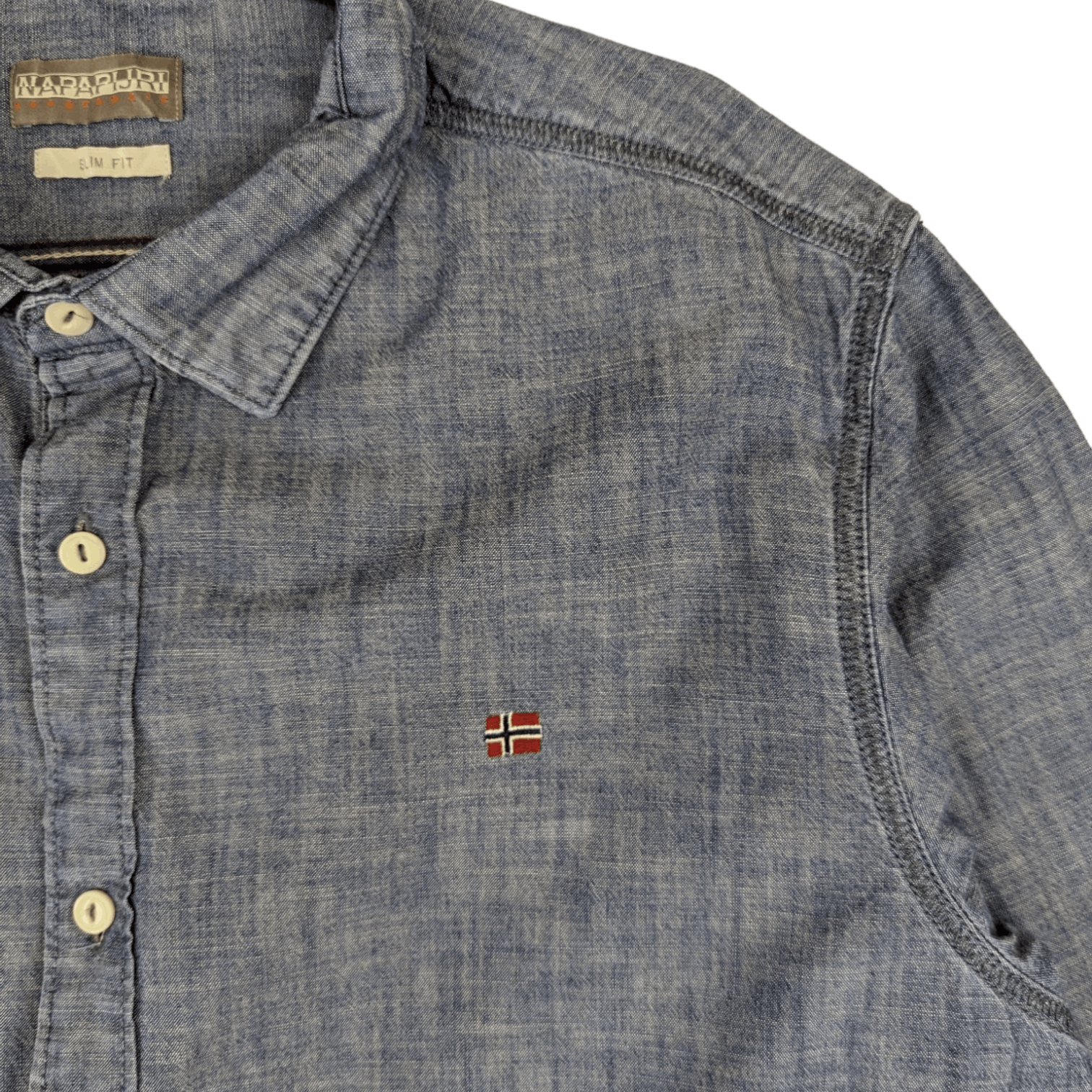 Napapijri NAPAPIJRI Denim Style Button Up Shirt Slim Fit Size US XL / EU 56 / 4 - 5 Thumbnail